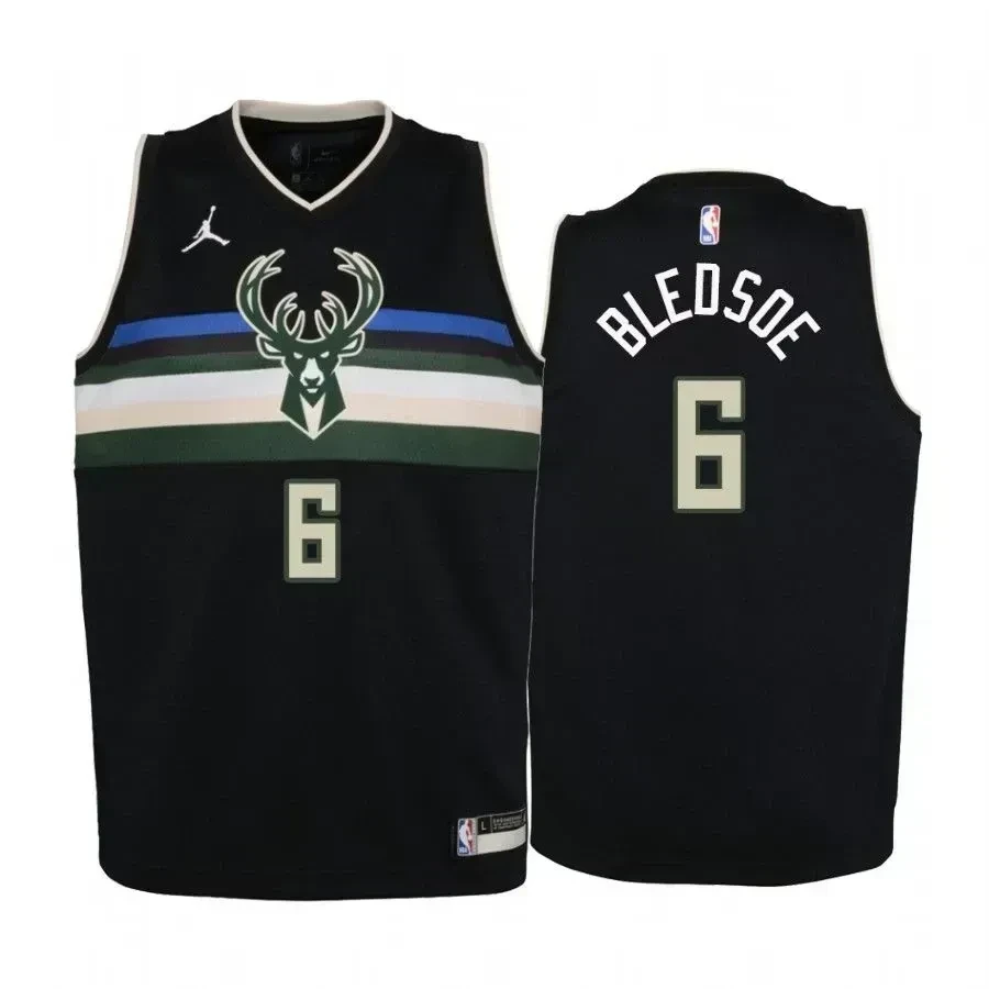 Youth Eric Bledsoe Milwaukee Bucks Black Statet Jersey Jumpman