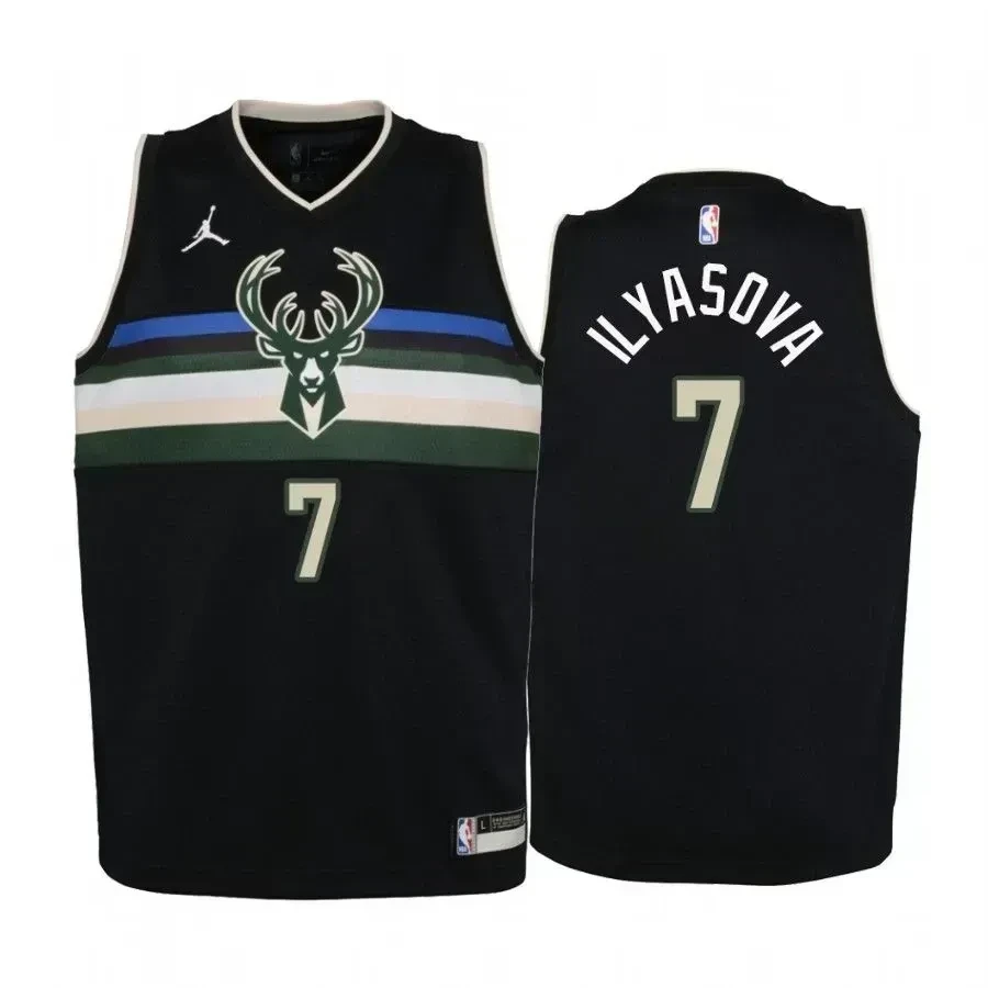 Youth Ersan Ilyasova Milwaukee Bucks Black Statet Jersey Jumpman