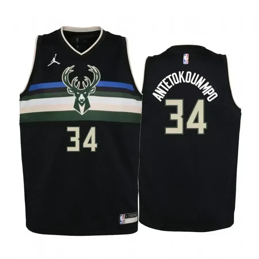 Youth Giannis Antetokounmpo Milwaukee Bucks Black Statet Jersey