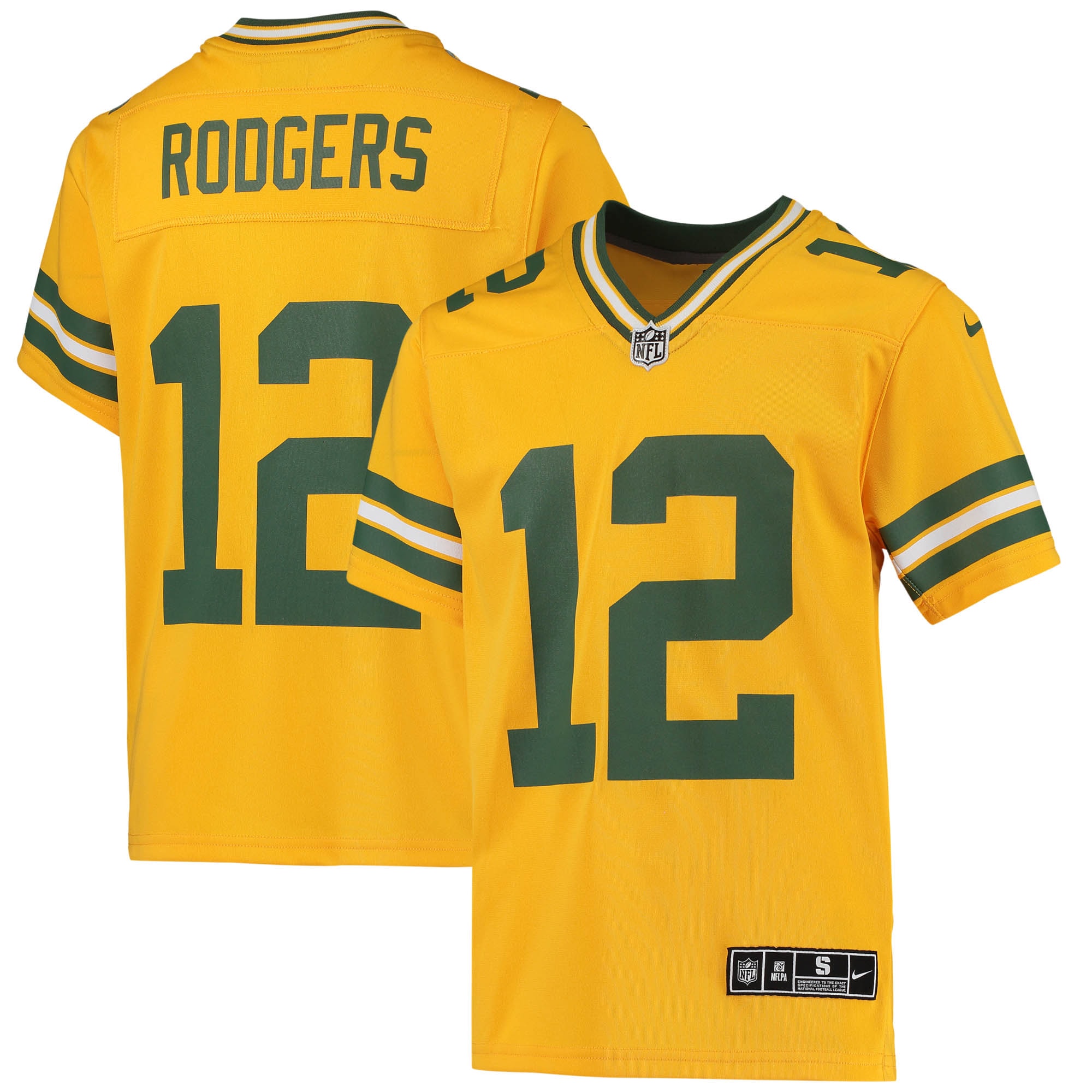 Youth Green Bay Packers Aaron Rodgers Gold Inverted Team Game Jersey Js8853