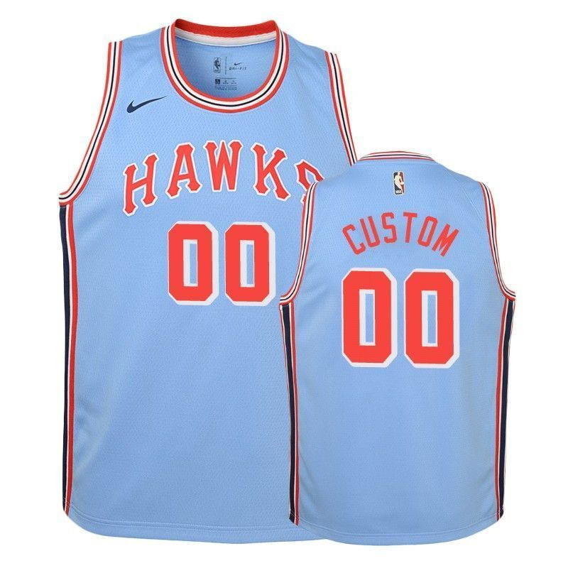 Youth Hawks Custom 00 2018-19 Hardwood Classics Blue Jersey