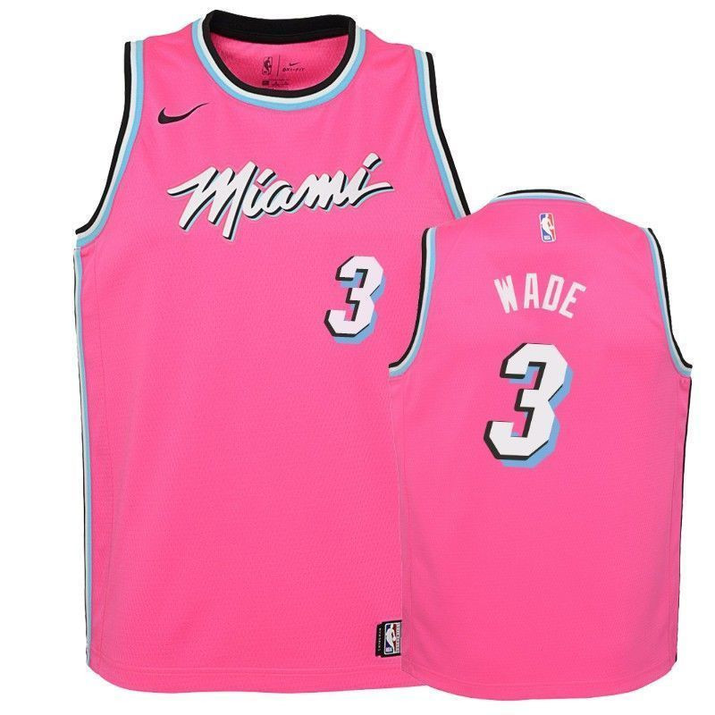 Youth Heat Dwyane Wade 3 2018-19 Earned Pink Jersey