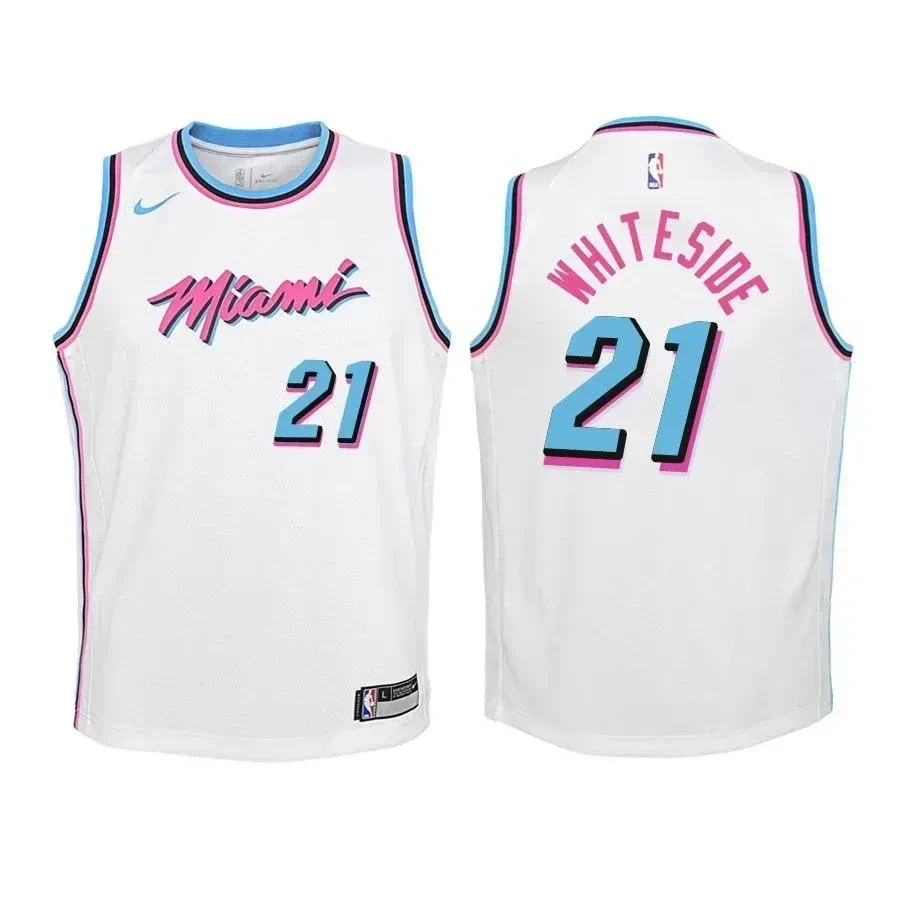 Youth Heat Hassan Whiteside 21 City Edition White Jersey