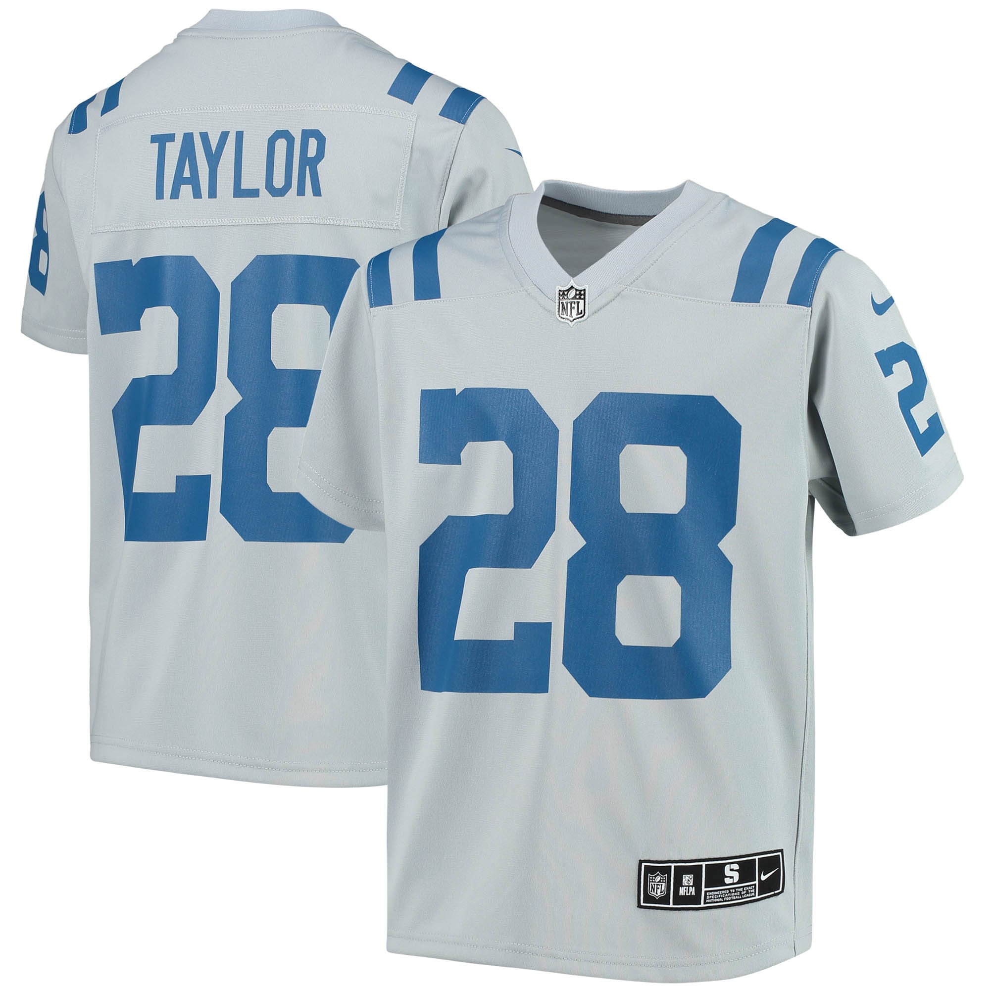 Youth Indianapolis Colts Jonathan Taylor Gray Inverted Team Game Jersey Js7952