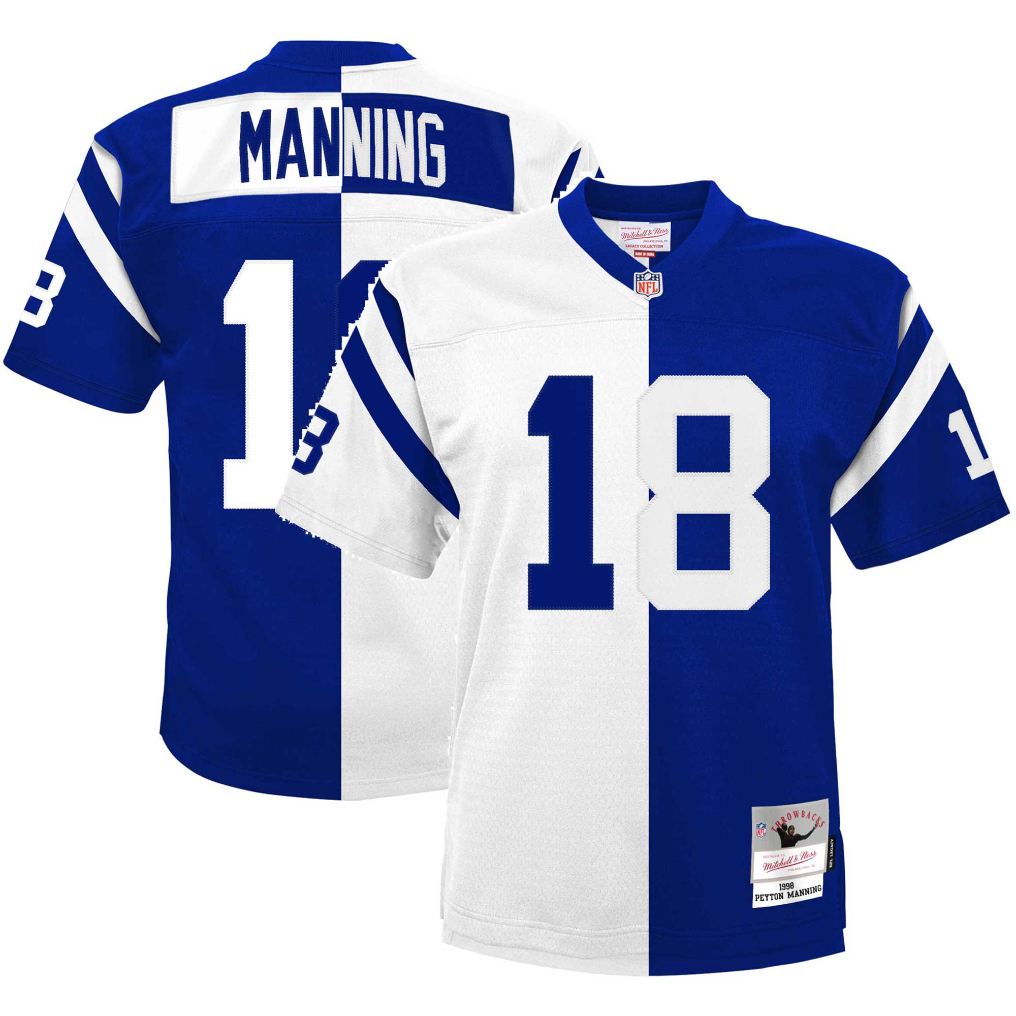 Youth Indianapolis Colts Peyton Manning Mitchell & Ness White/royal Split Legacy Jersey Js3917