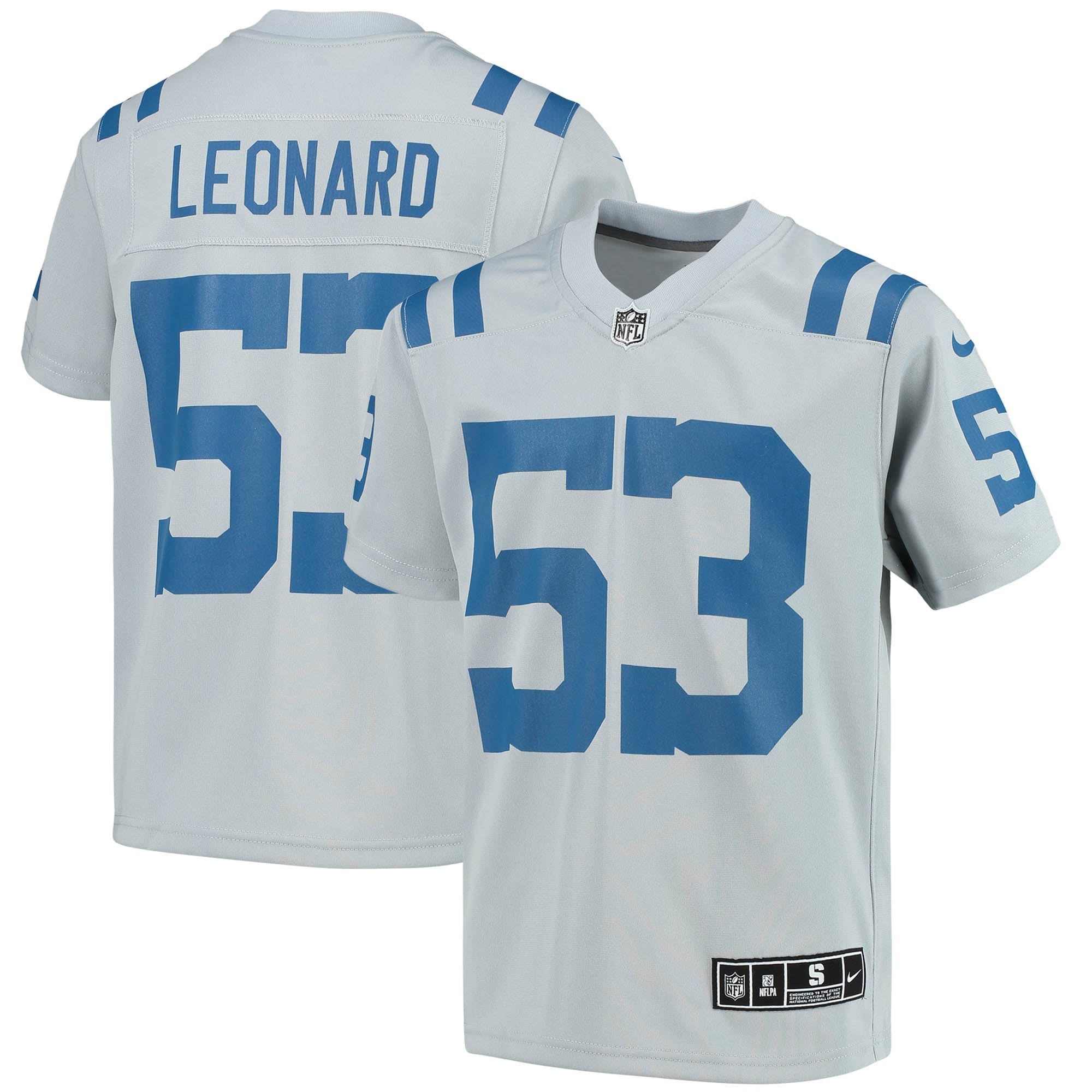 Youth Indianapolis Colts Shaquille Leonard Gray Inverted Team Game Jersey Js6713