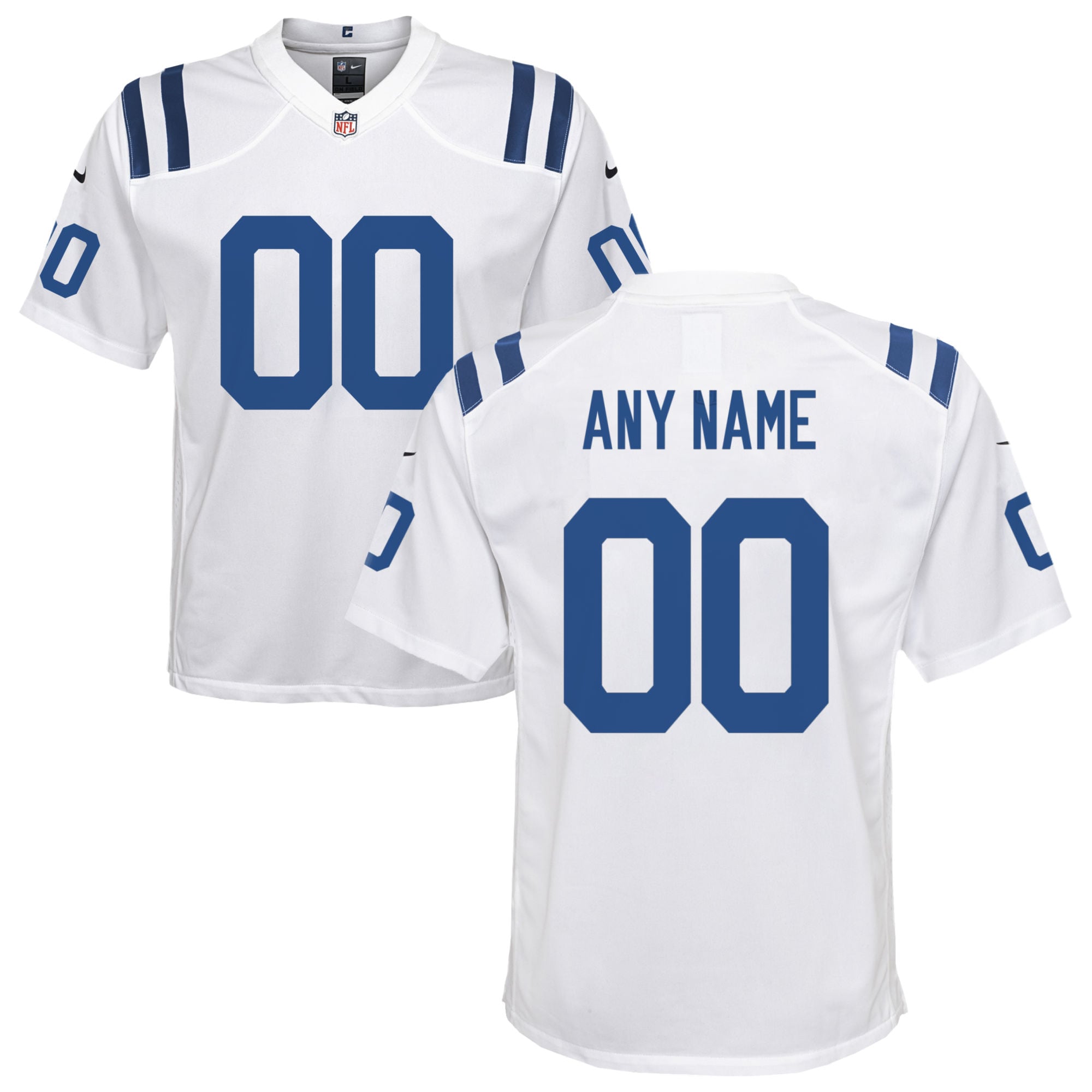 Youth Indianapolis Colts White Custom Game Jersey Js5741