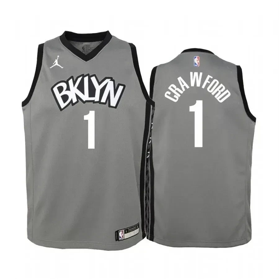 Youth Jamal Crawford Brooklyn Nets Gray Statet Jersey Jumpman