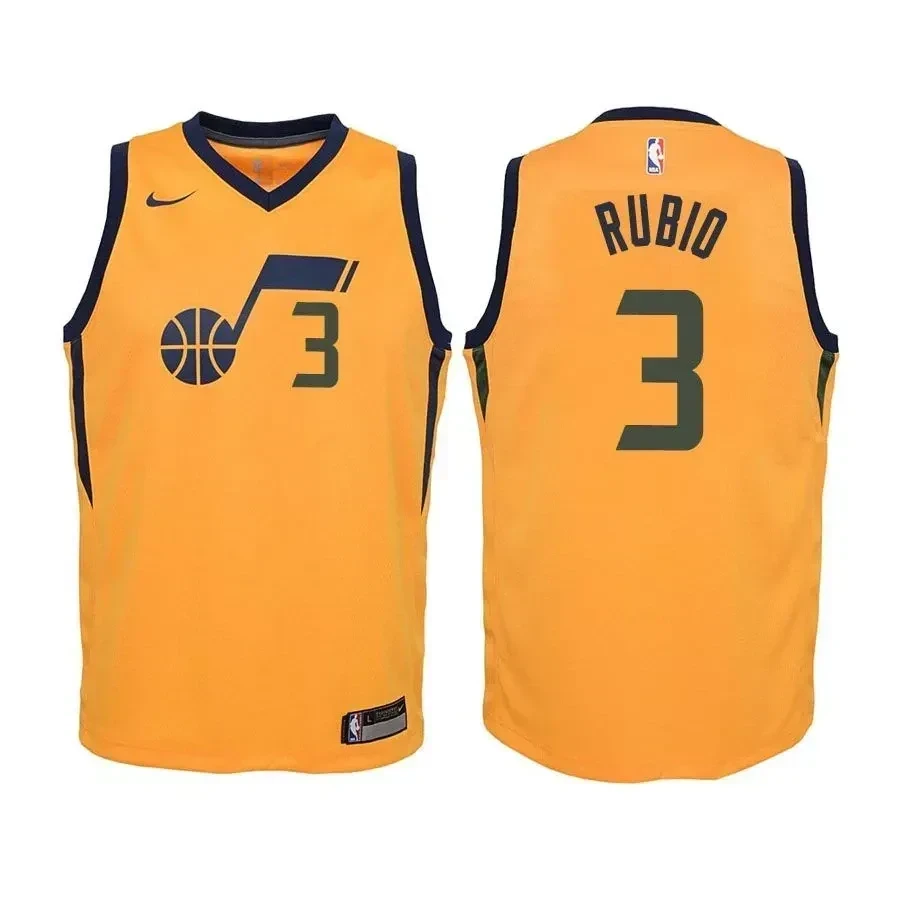 Youth Jazz Ricky Rubio 3 Statet Edition Yellow Jersey