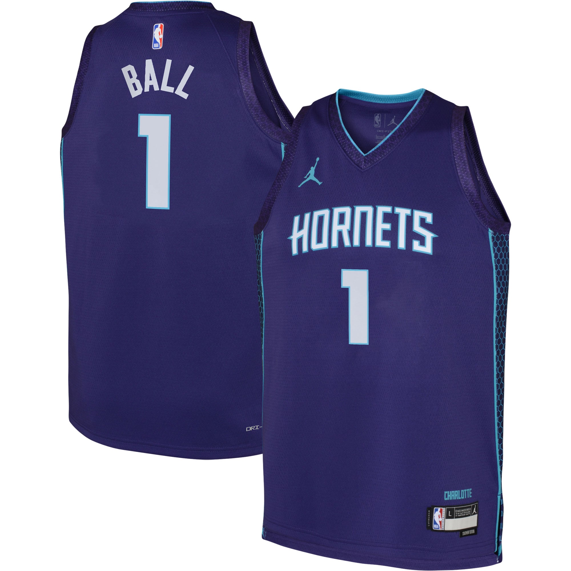 Youth Jordan Brand Lamelo Ball Purple Charlotte Hornets Swingman Jersey - Statement Edition