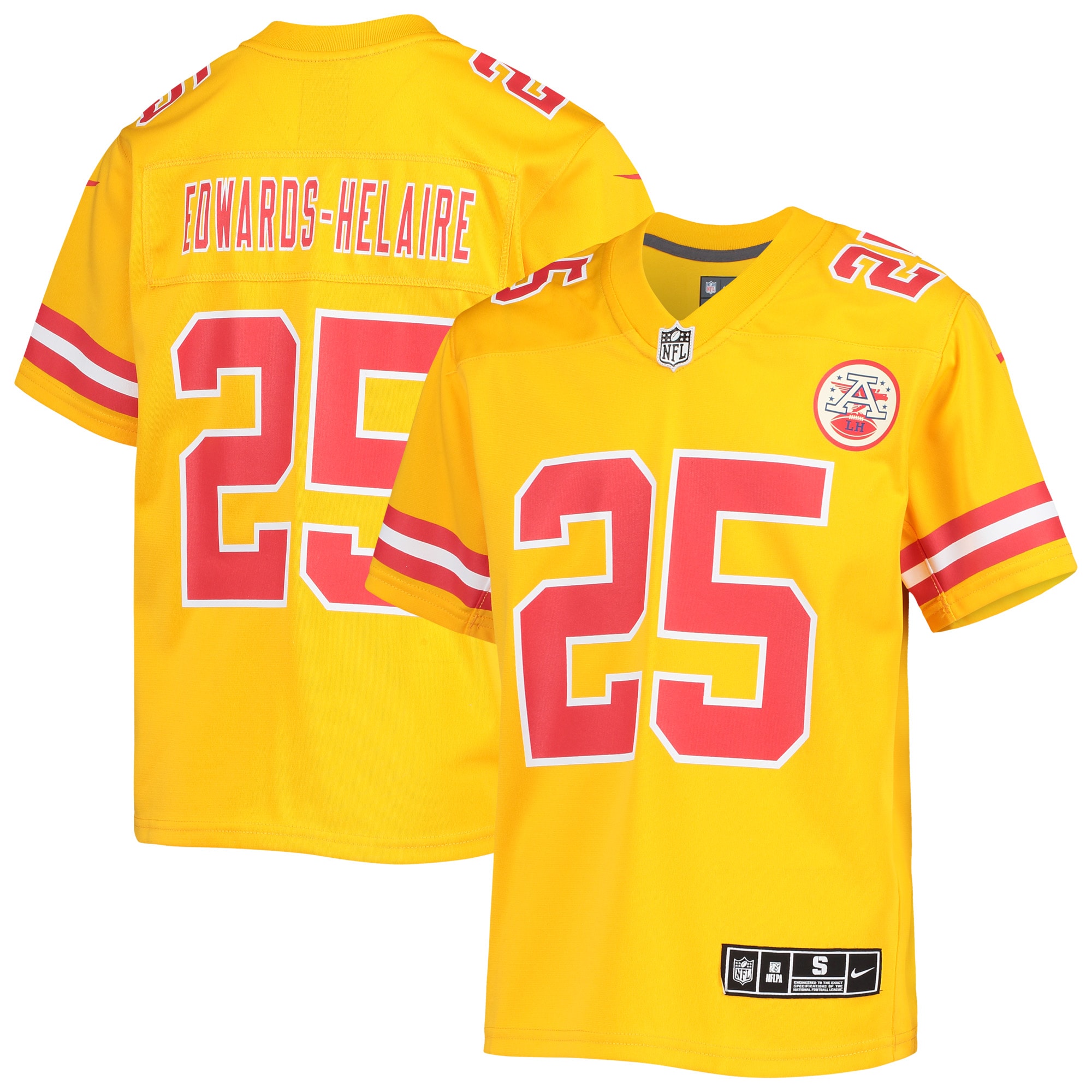Youth Kansas City Chiefs Clyde Edwards-helaire Gold Inverted Team Game Jersey Js6932