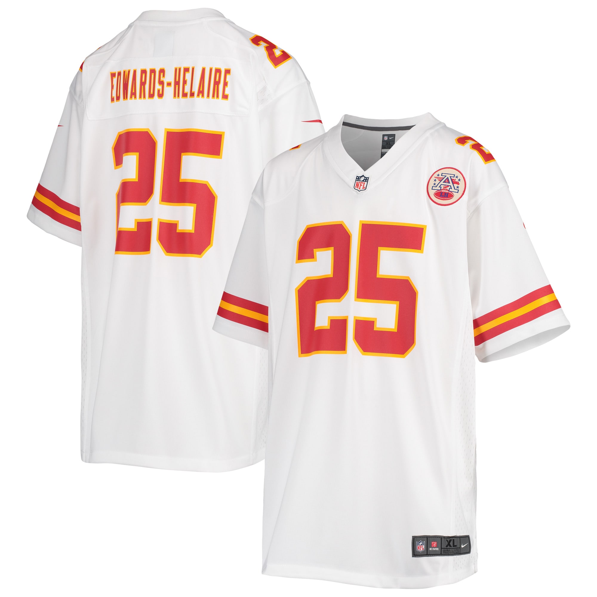 Youth Kansas City Chiefs Clyde Edwards-helaire White Game Jersey Js5037