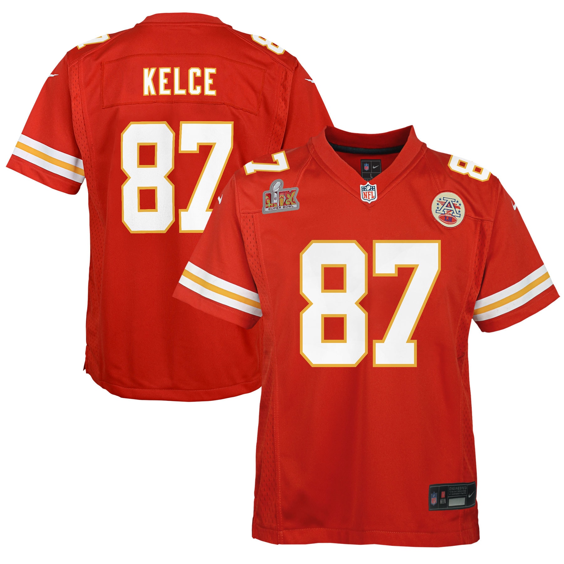 Youth Kansas City Chiefs Travis Kelce Red Super Bowl Lix Game Player Jersey Js7770