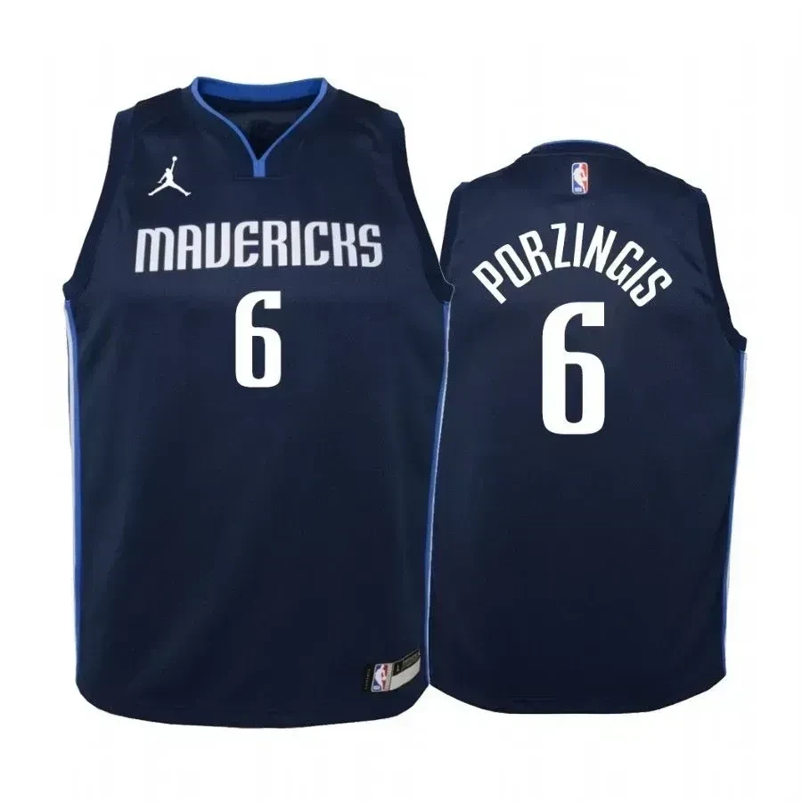 Youth Kristaps Porzingis Dallas Mavericks Navy Statet Jersey Jumpman