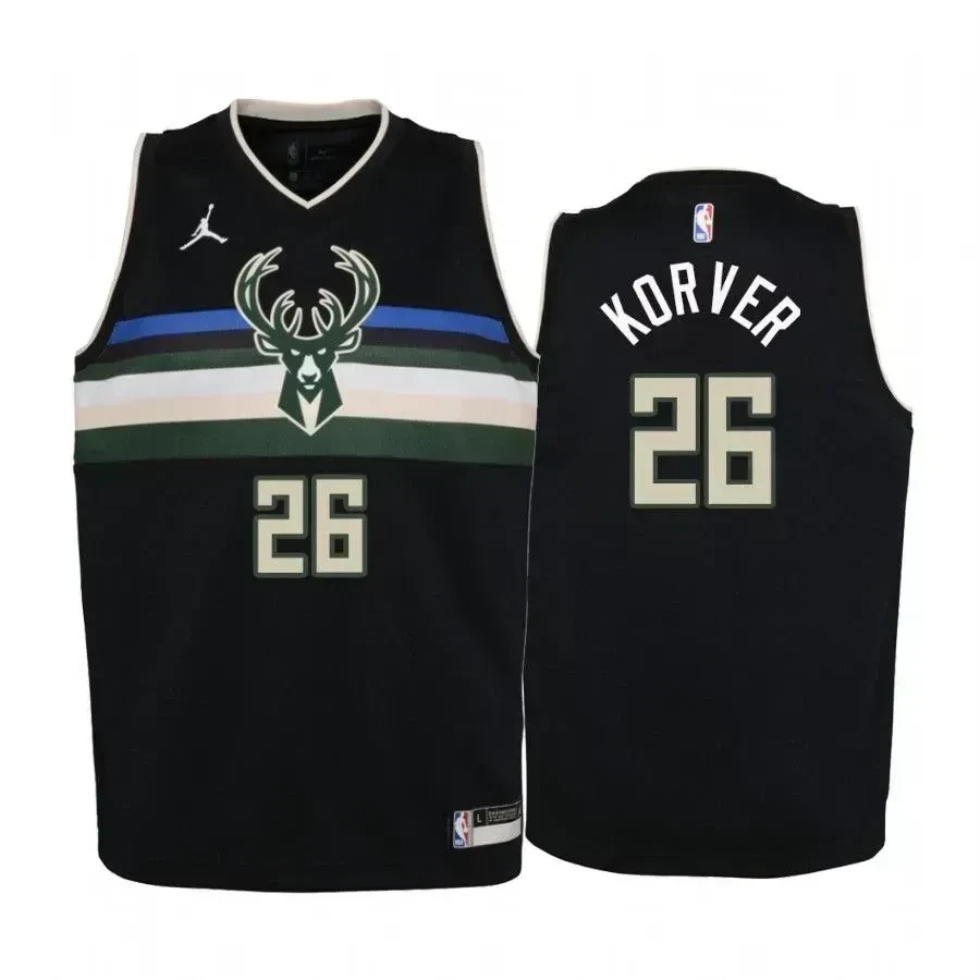 Youth Kyle Korver Milwaukee Bucks Black Statet Jersey Jumpman