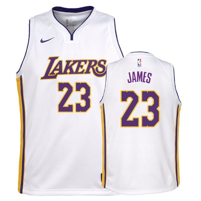 Youth Lakers Lebron James 23 Association White Jersey