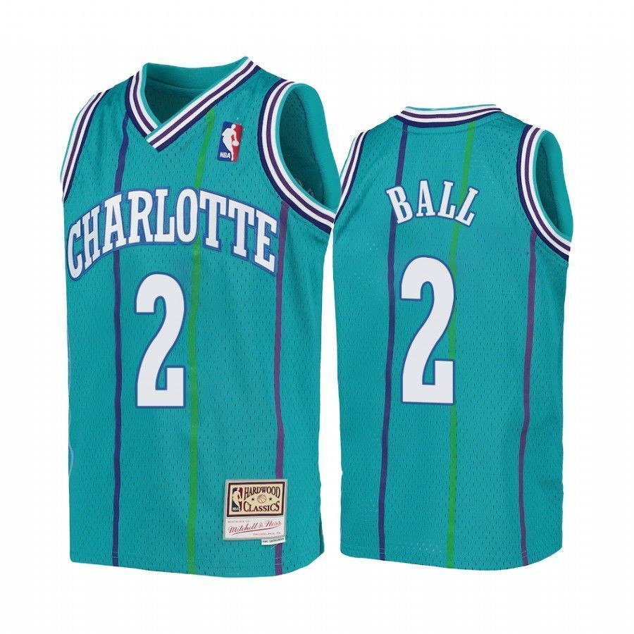 Youth Lamelo Ball Charlotte Hornets Teal Hardwood Classics Jersey