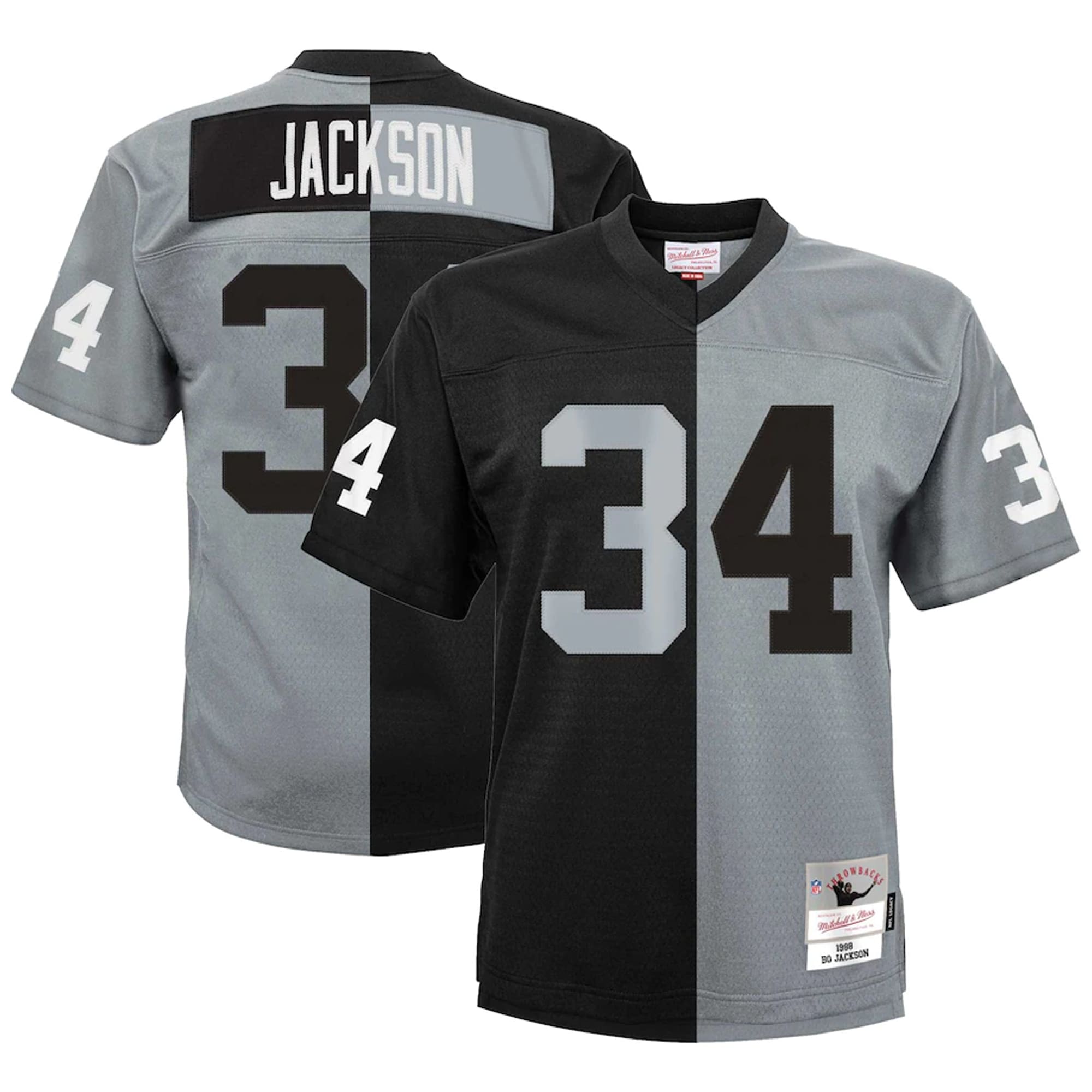 Youth Las Vegas Raiders Bo Jackson Mitchell & Ness Black/silver Split Legacy Jersey Js3381