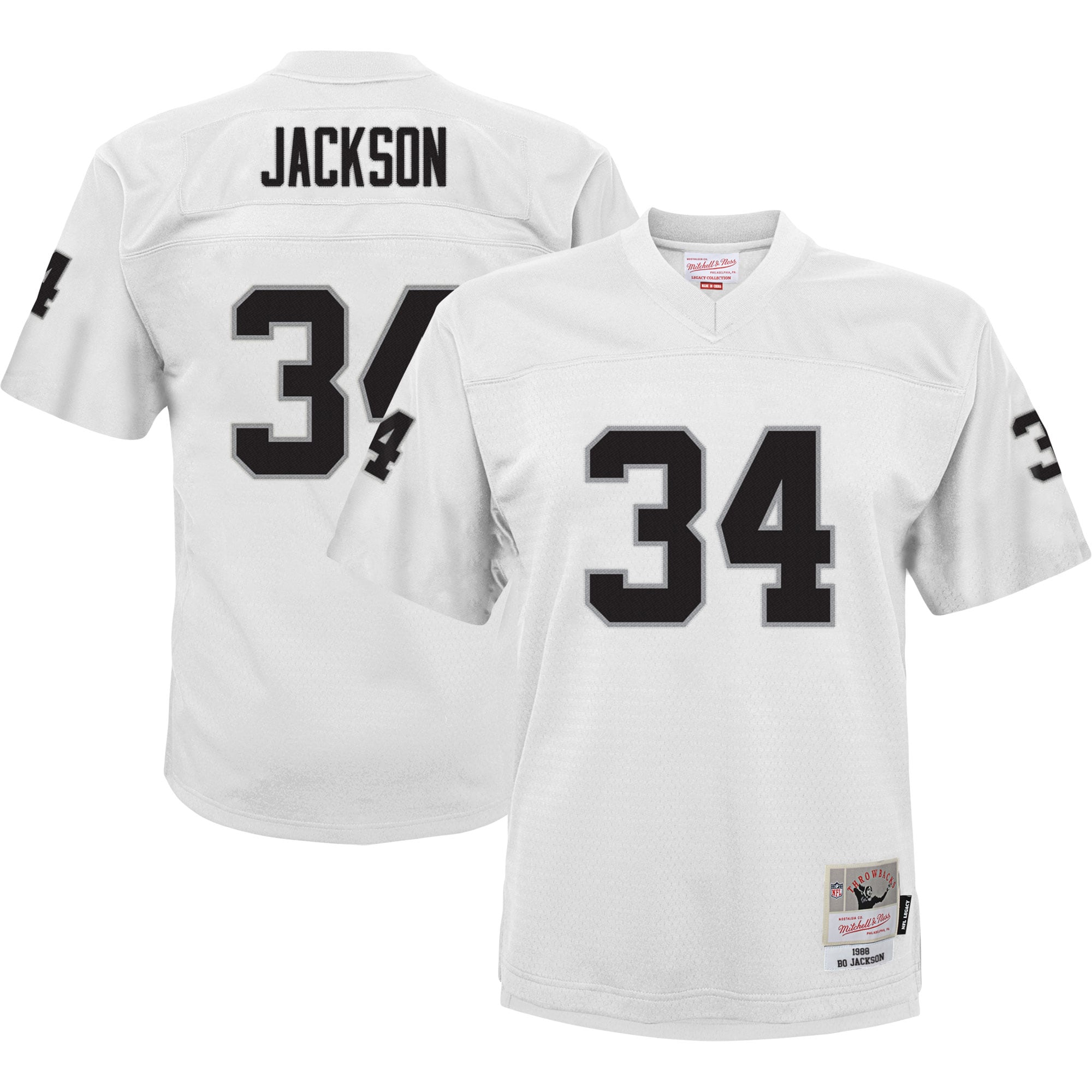 Youth Las Vegas Raiders Bo Jackson Mitchell & Ness White 1988 Retired Player Legacy Jersey Js1395