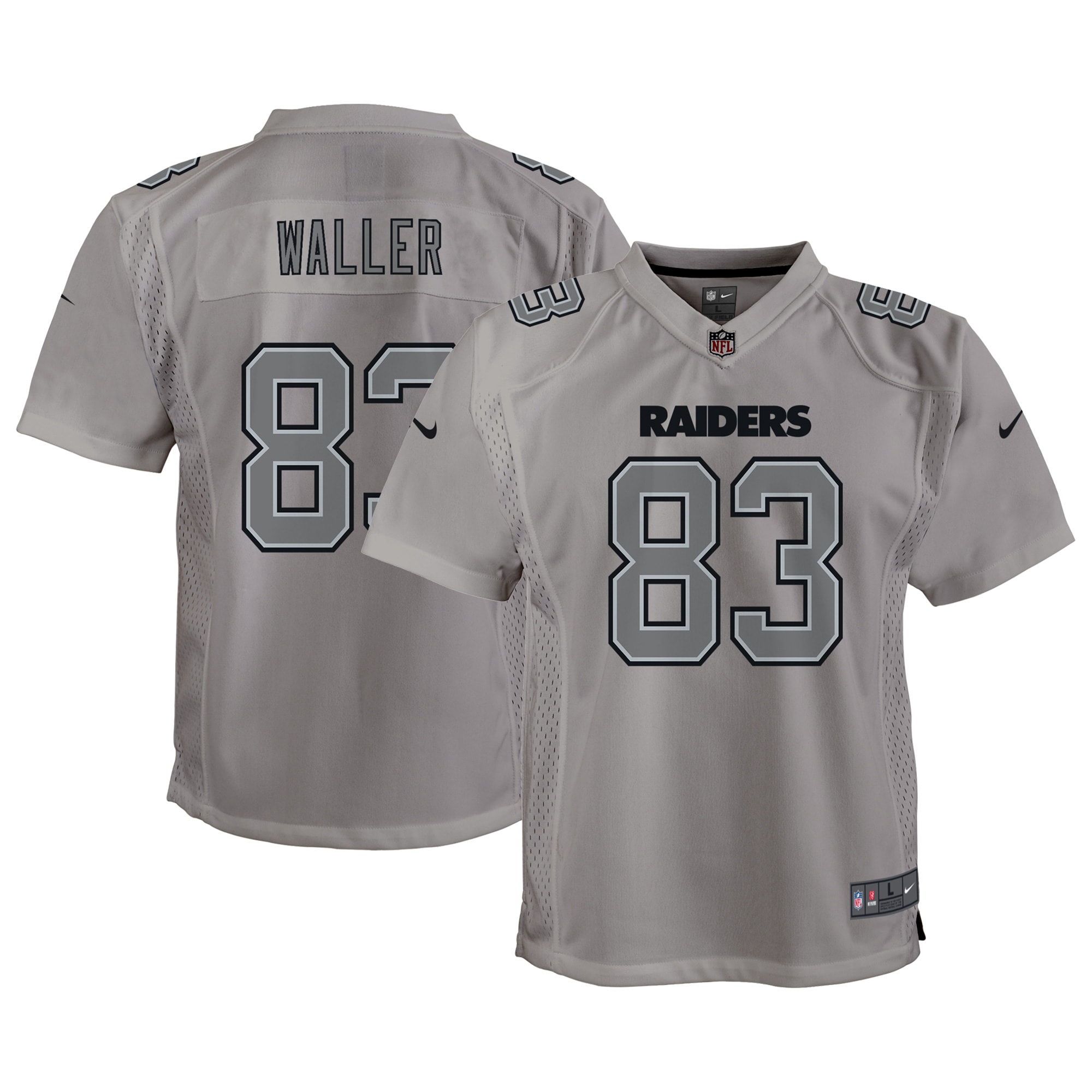 Youth Las Vegas Raiders Darren Waller Gray Atmosphere Game Jersey Js4199