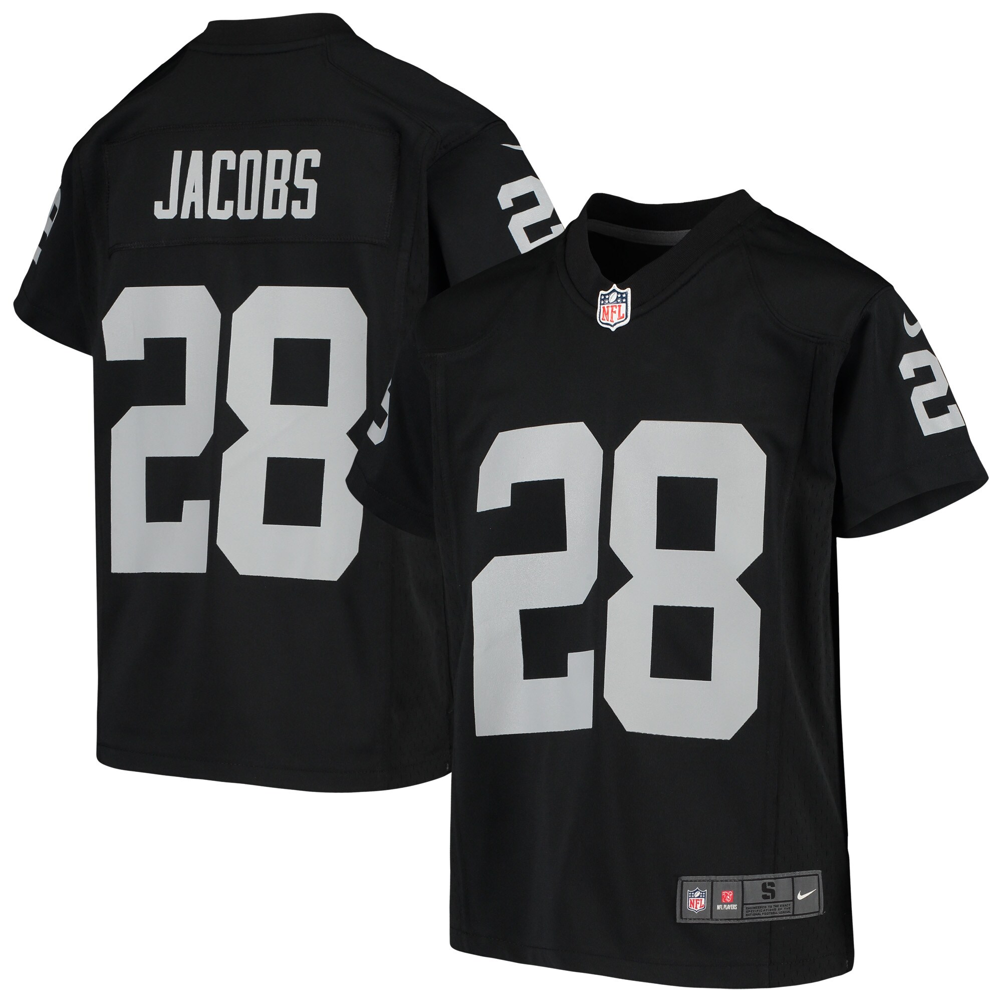 Youth Las Vegas Raiders Josh Jacobs Black Game Jersey Js3222