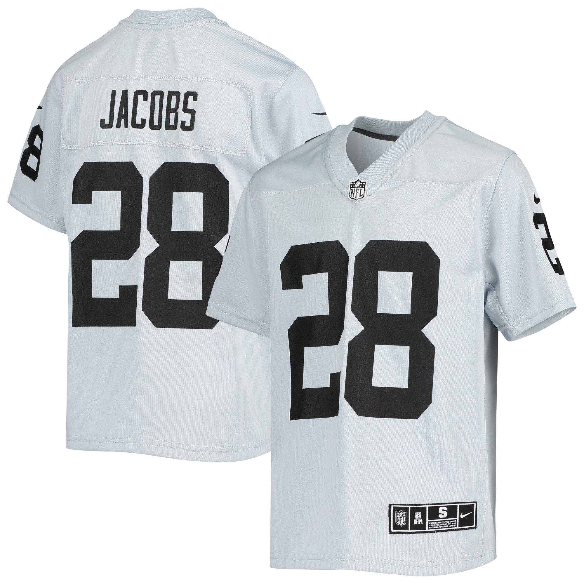 Youth Las Vegas Raiders Josh Jacobs Silver Inverted Team Game Jersey Js4765