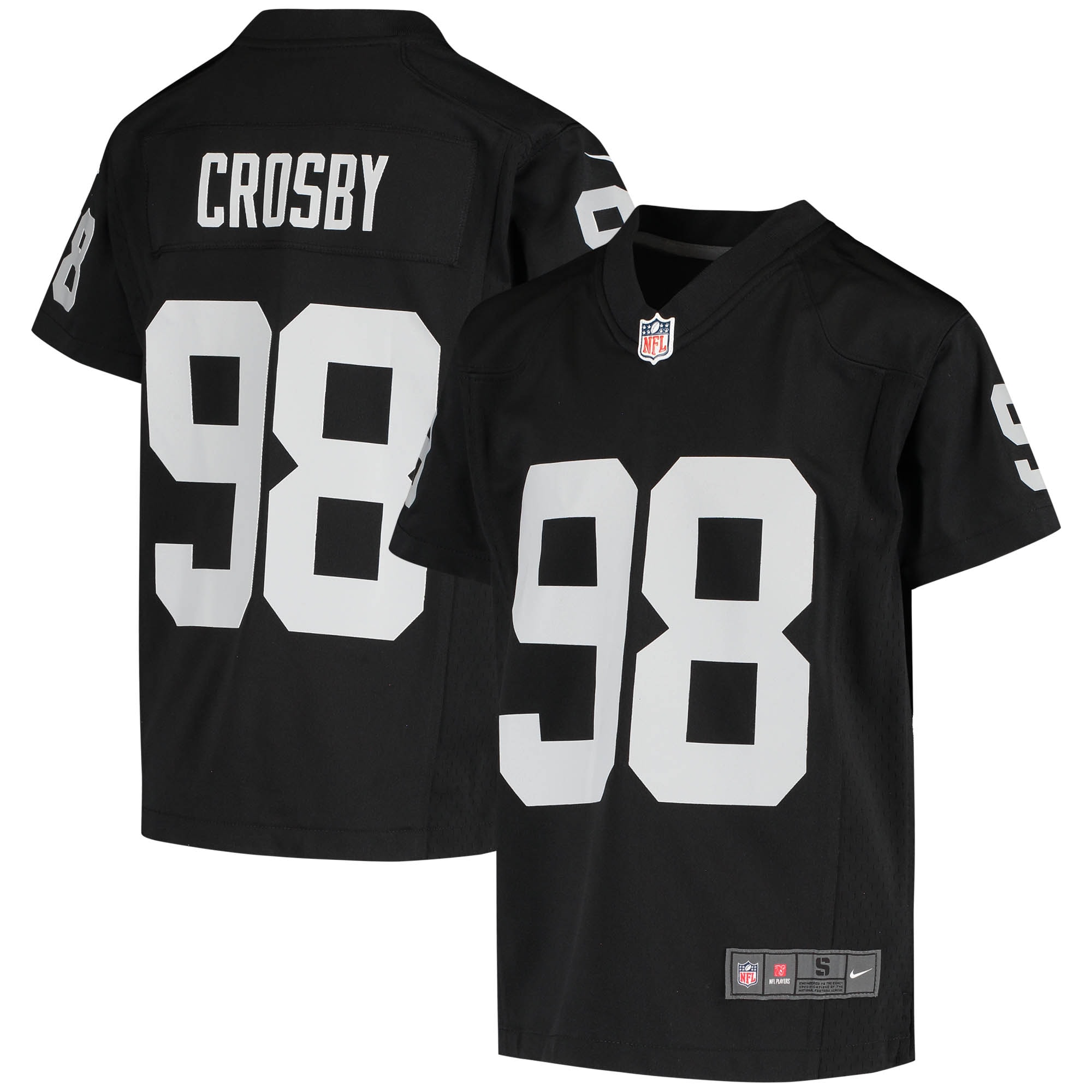 Youth Las Vegas Raiders Maxx Crosby Black Game Jersey Js3857