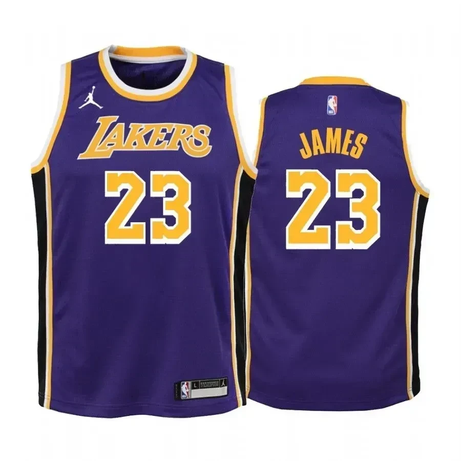 Youth Lebron James Los Angeles Lakers Purple Statet Jersey Jumpman