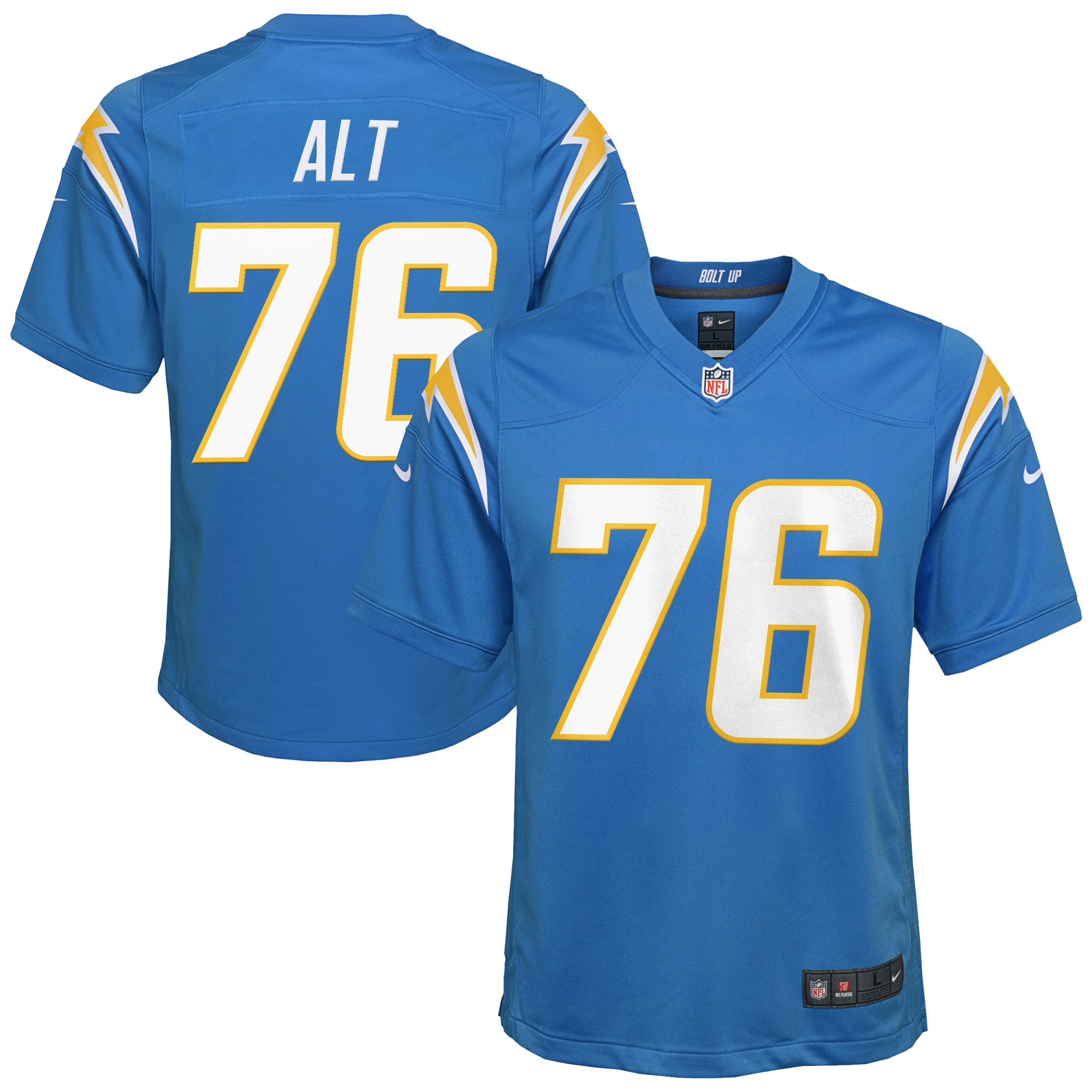 Youth Los Angeles Chargers Joe Alt Powder Blue Player Game Jersey Js7853