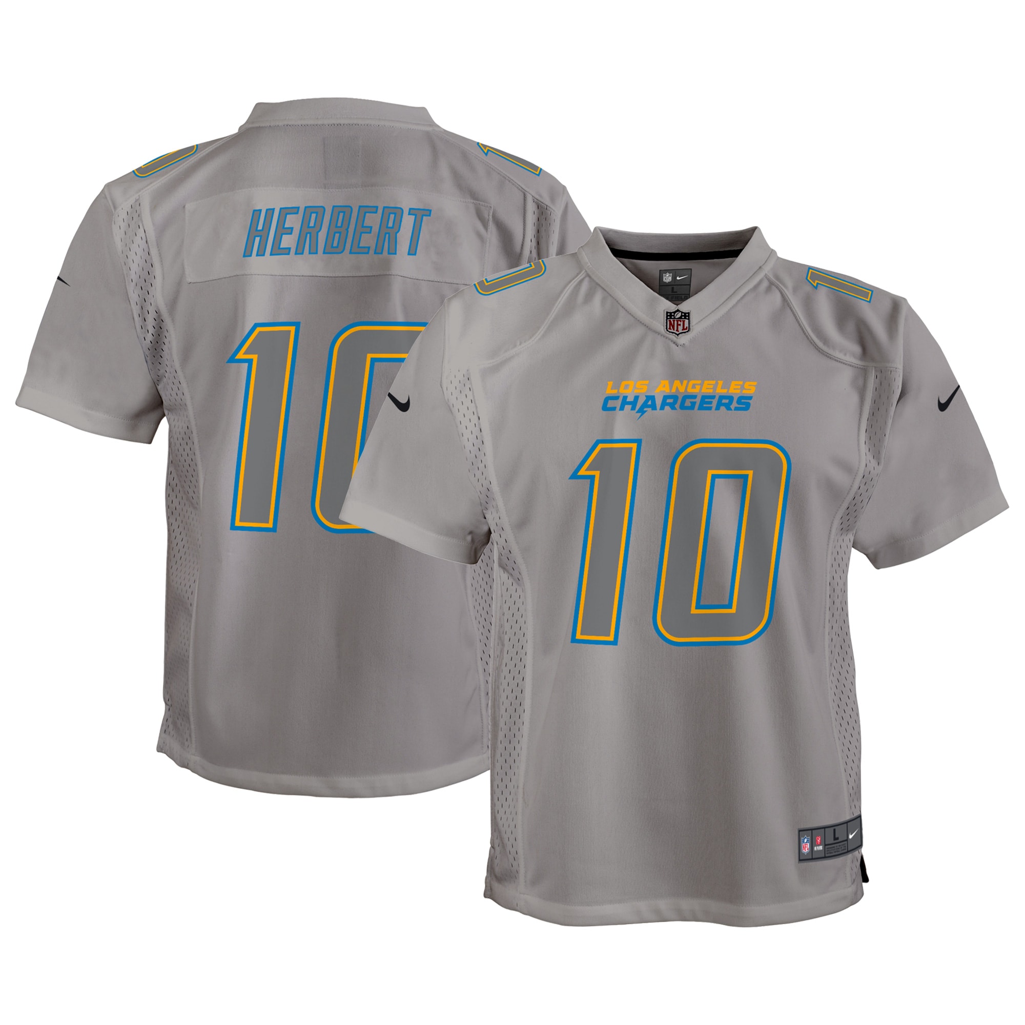Youth Los Angeles Chargers Justin Herbert Gray Atmosphere Game Jersey Js2204