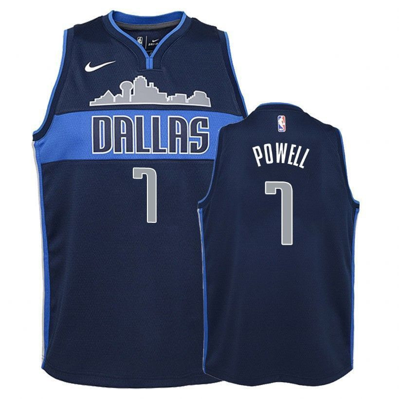 Youth Mavericks Dwight Powell 7 Statet Navy Jersey