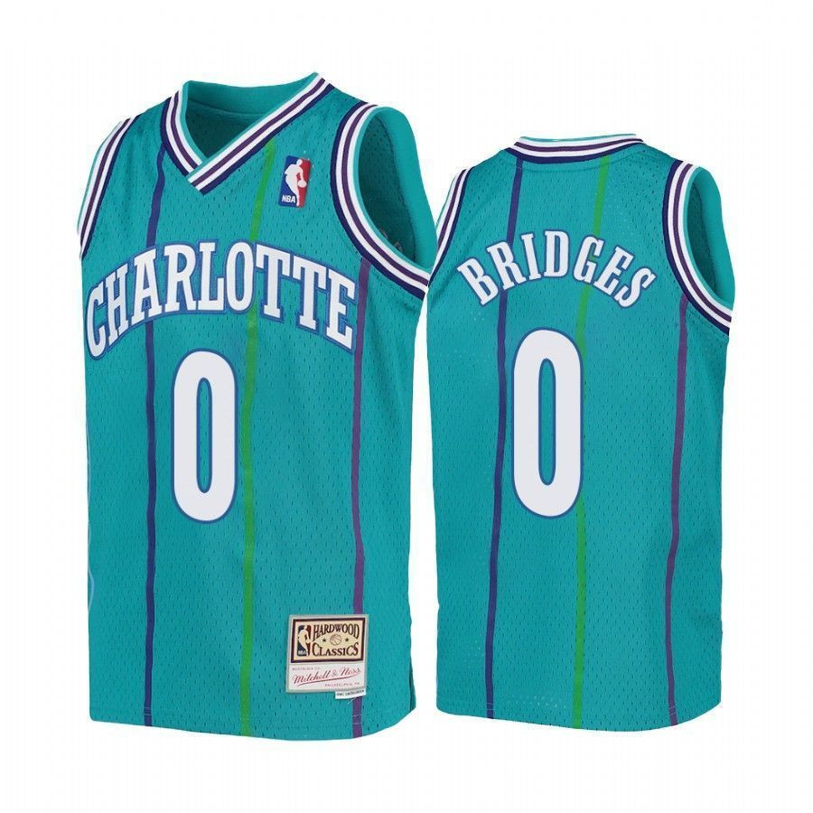 Youth Miles Bridges Charlotte Hornets Teal Hardwood Classics Jersey