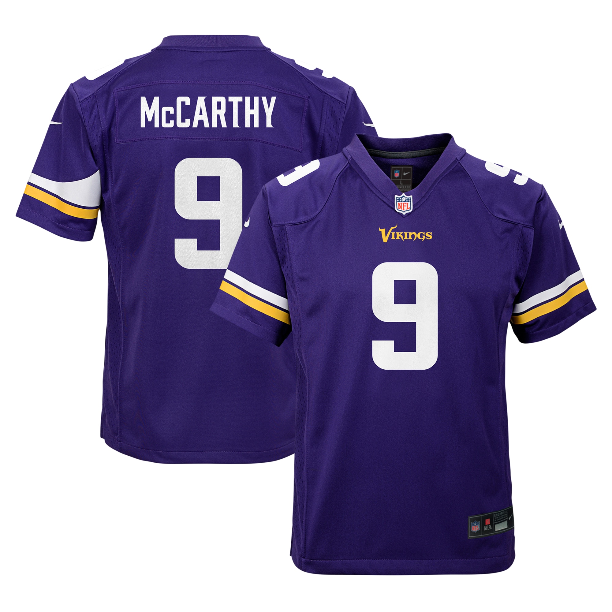 Youth Minnesota Vikings J.j. Mccarthy Purple Team Player Game Jersey Js6776