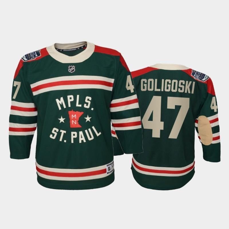 Youth Minnesota Wild Alex Goligoski 47 2022 Winter Classic State Of Hockey Green Jersey