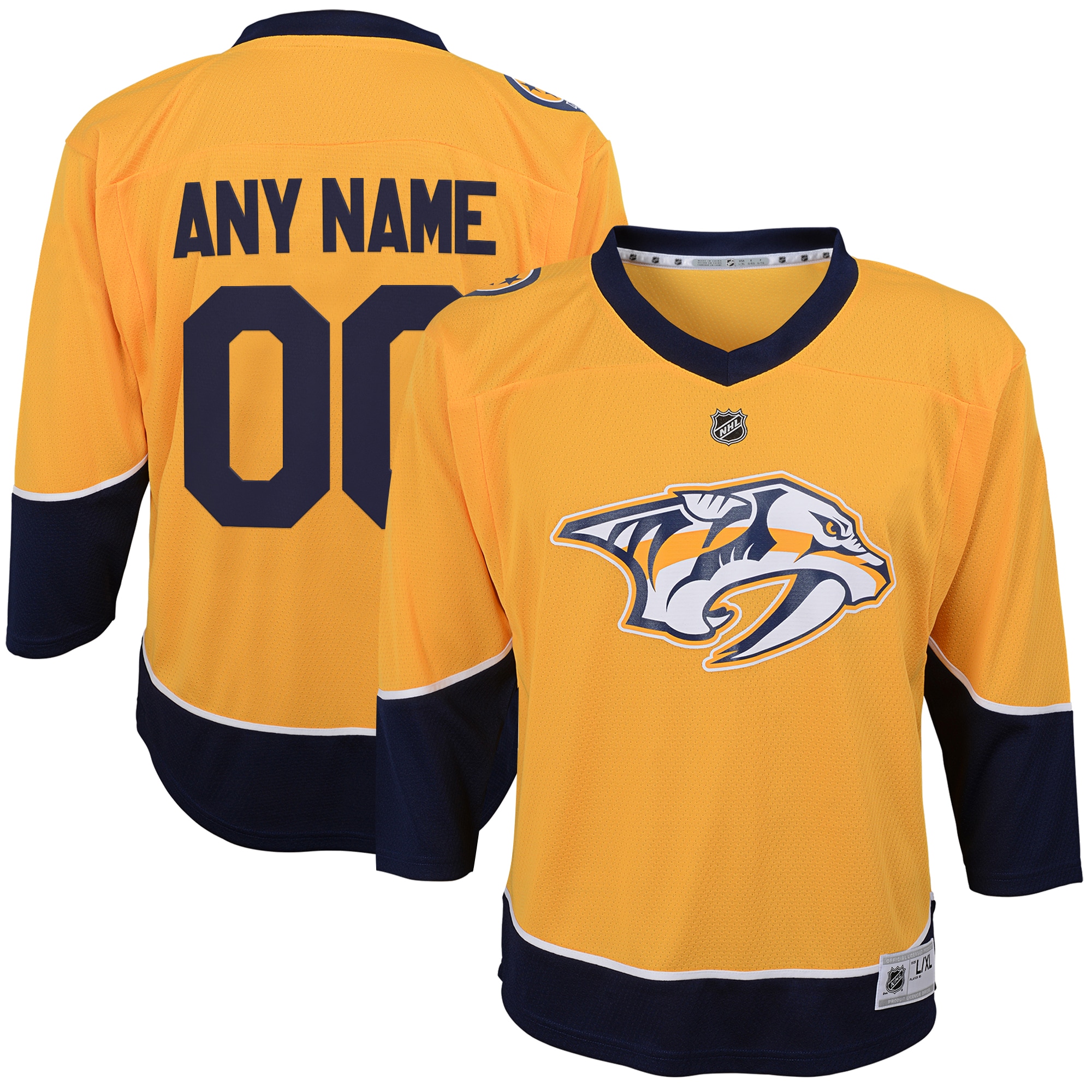 Youth Nashville Predators Gold Home Custom Jersey