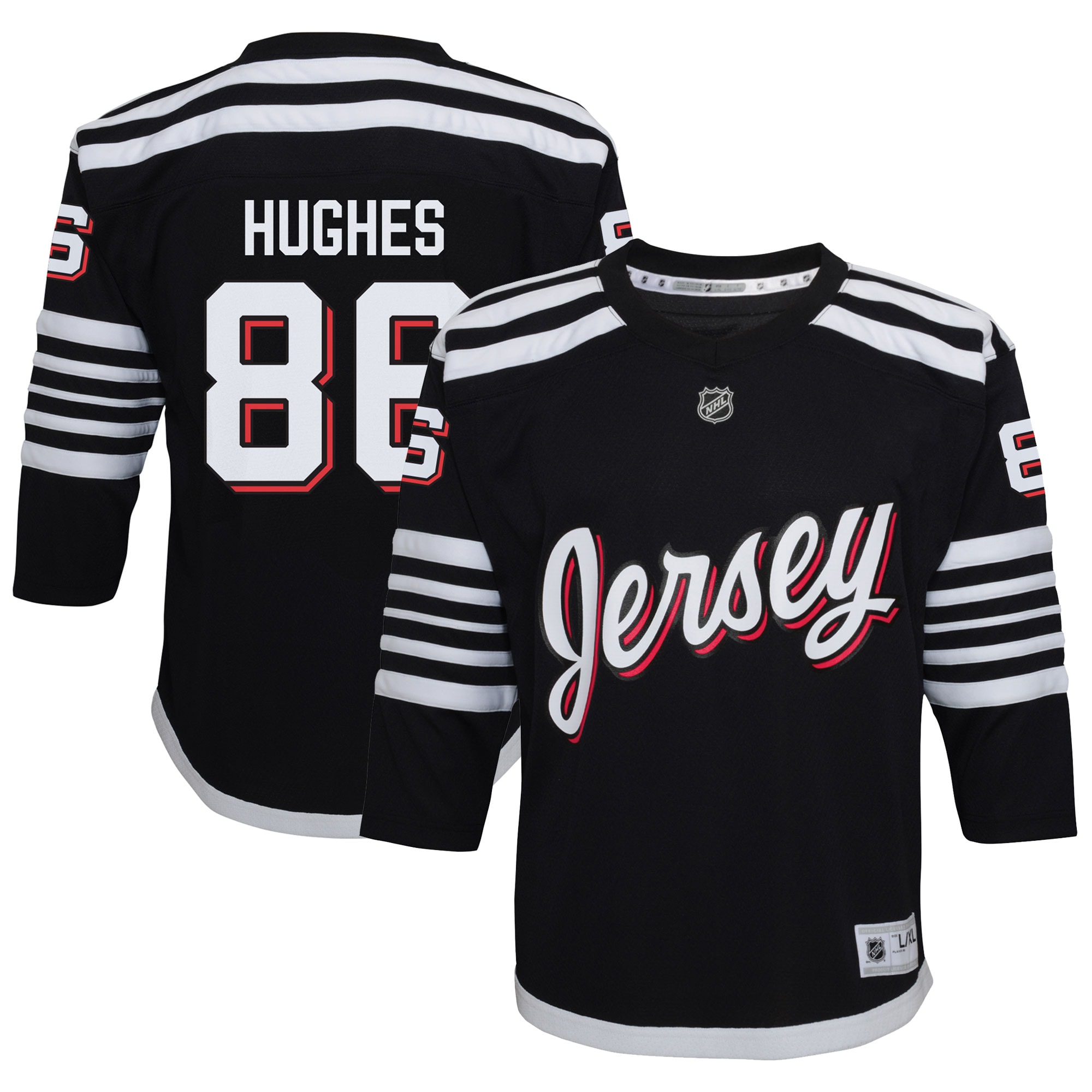 Youth New Jersey Devils Jack Hughes Black Alternate Player Jersey
