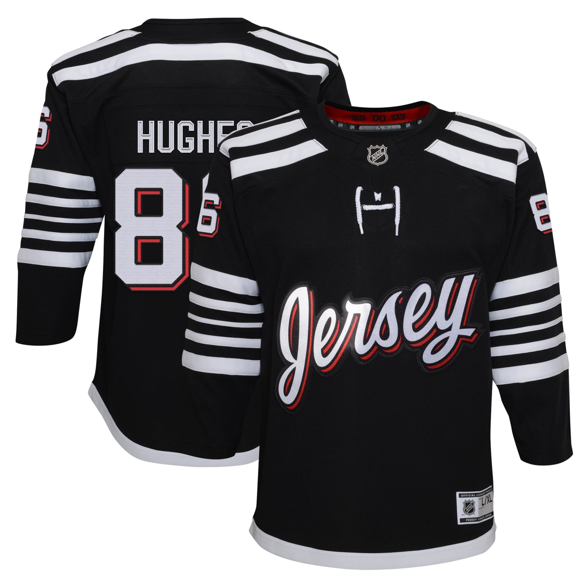 Youth New Jersey Devils Jack Hughes Black Alternate Premier Player Jersey