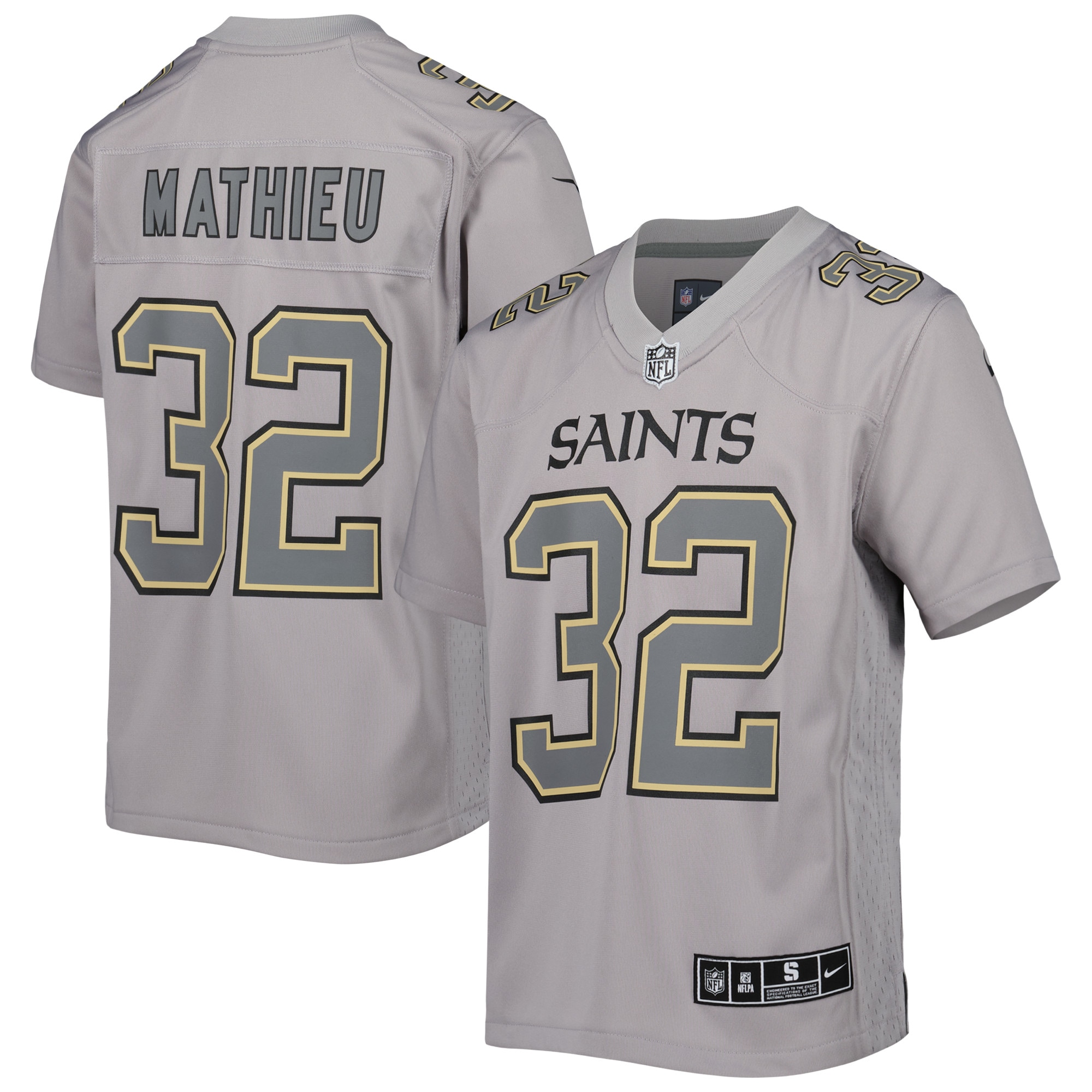 Youth New Orleans Saints Tyrann Mathieu Gray Atmosphere Game Jersey Js7907