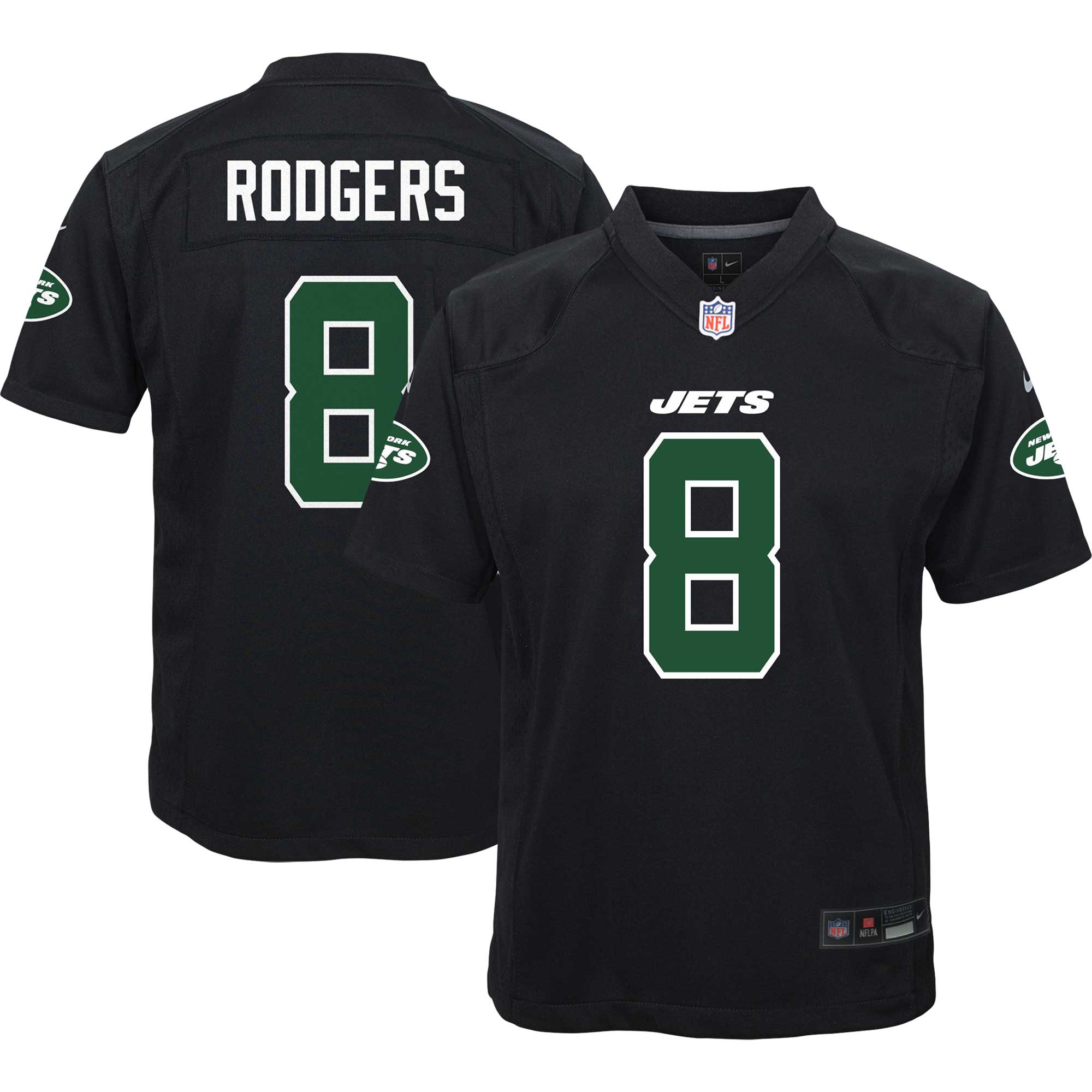 Youth New York Jets Aaron Rodgers Black Game Fashion Jersey Js6133