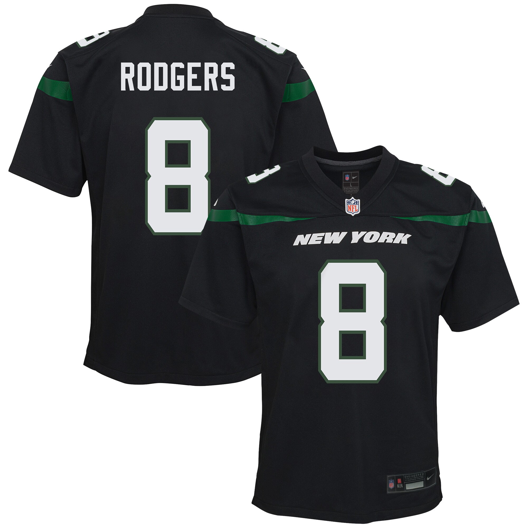 Youth New York Jets Aaron Rodgers Black Game Jersey Js4949