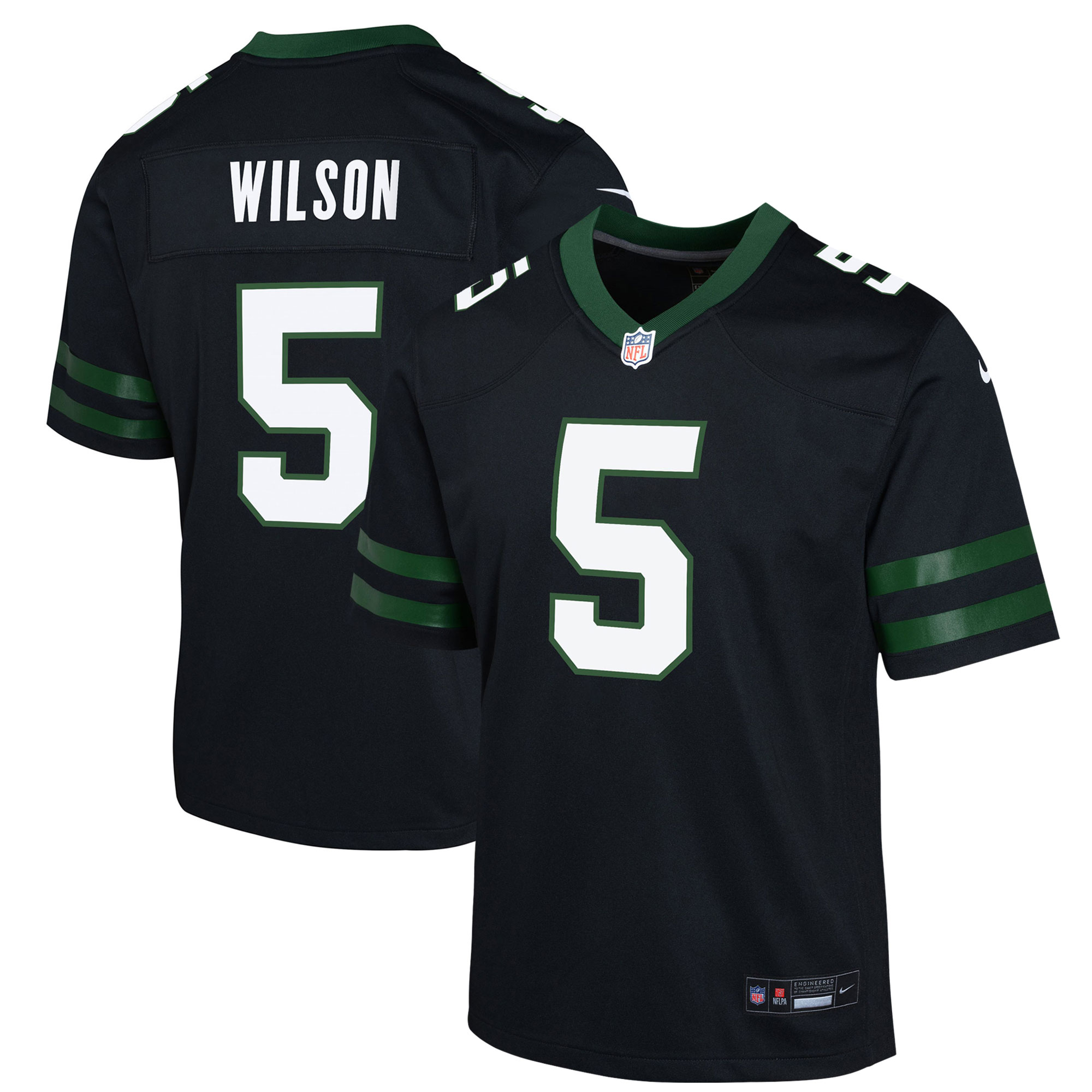 Youth New York Jets Garrett Wilson Legacy Black Alternate Game Jersey Js6256