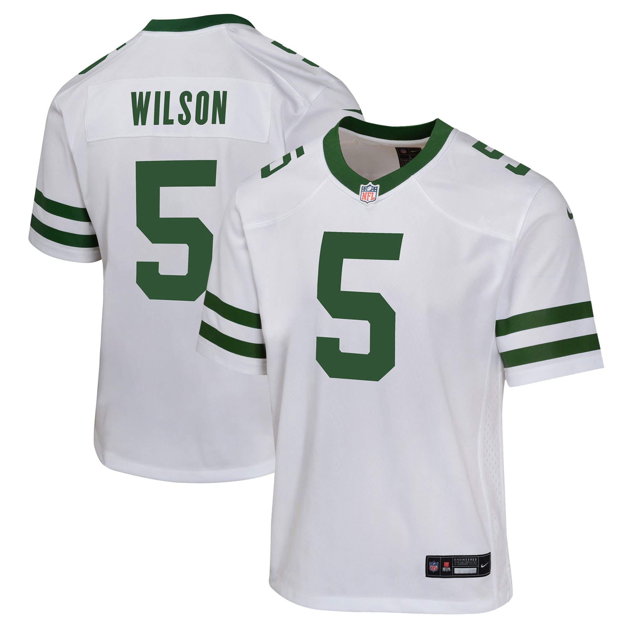 Youth New York Jets Garrett Wilson Legacy White Game Jersey Js4037