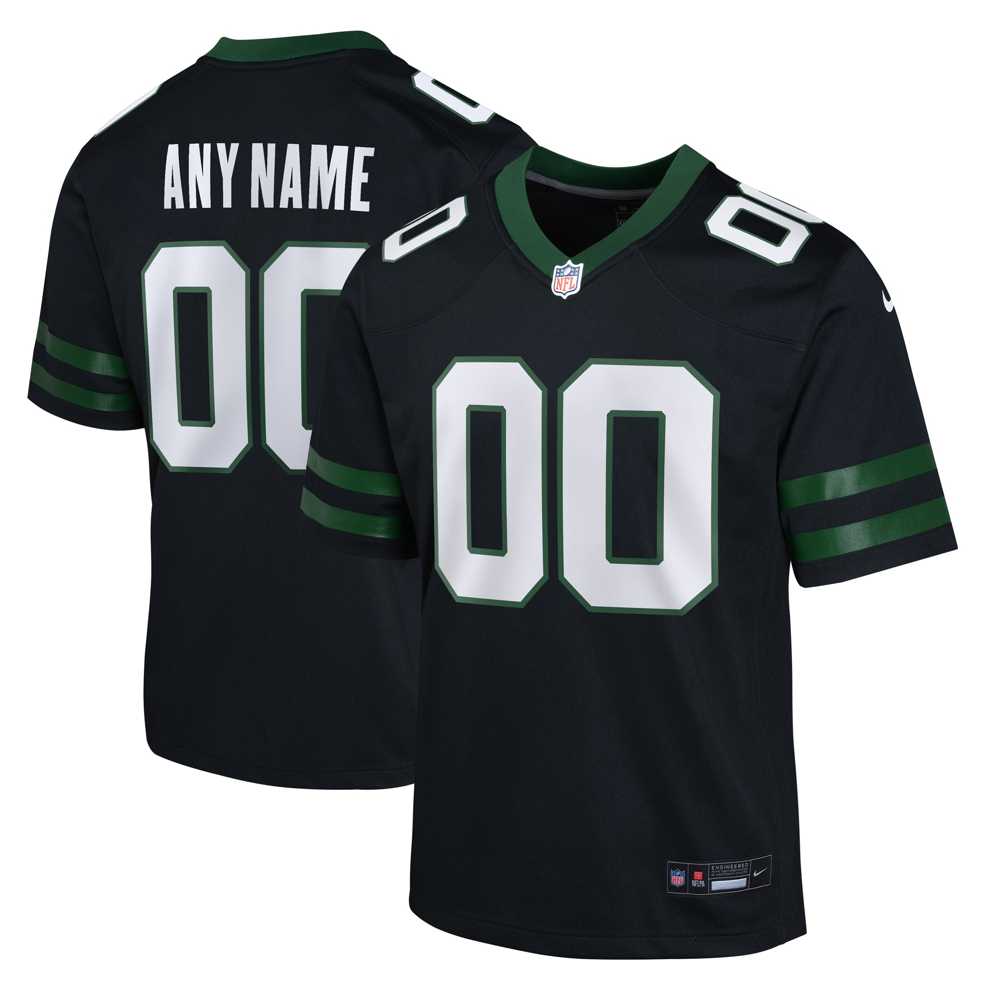 Youth New York Jets Legacy Black Alternate Custom Game Jersey Js7444