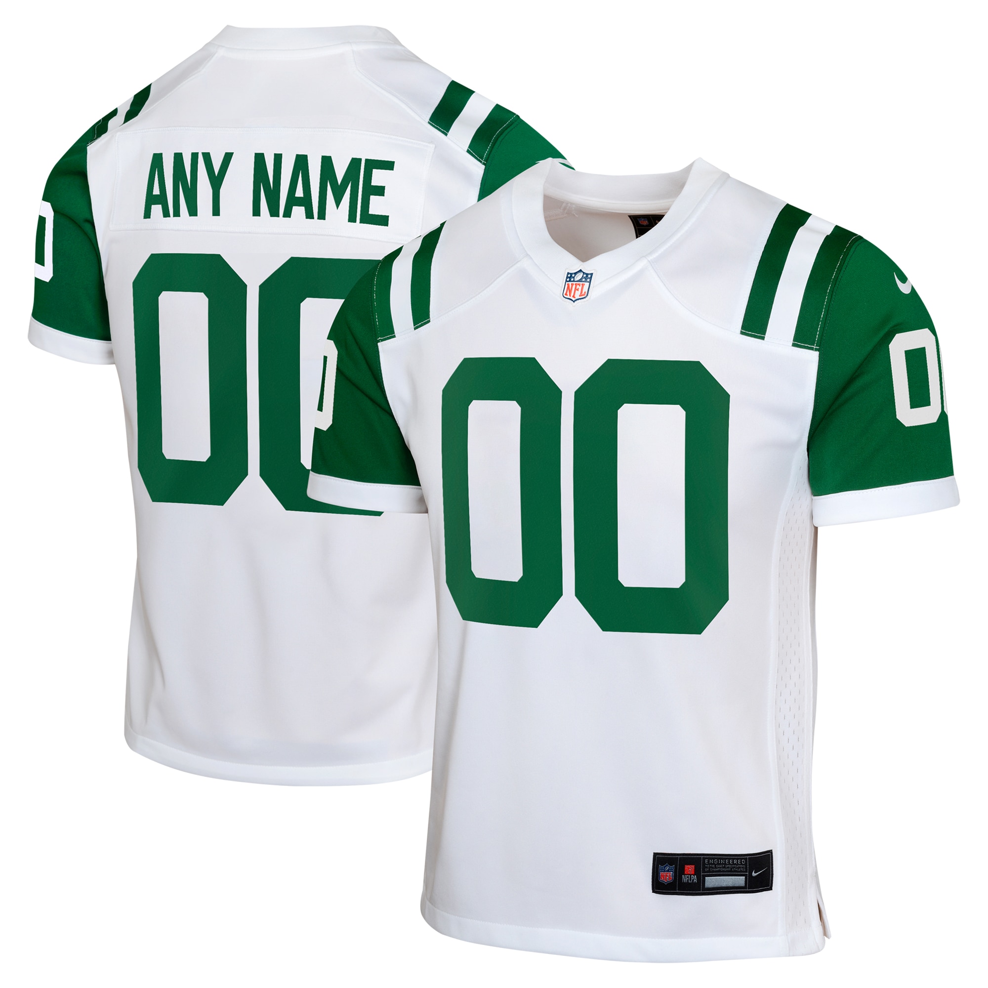 Youth New York Jets White Classic Alternate Custom Jersey Js1385