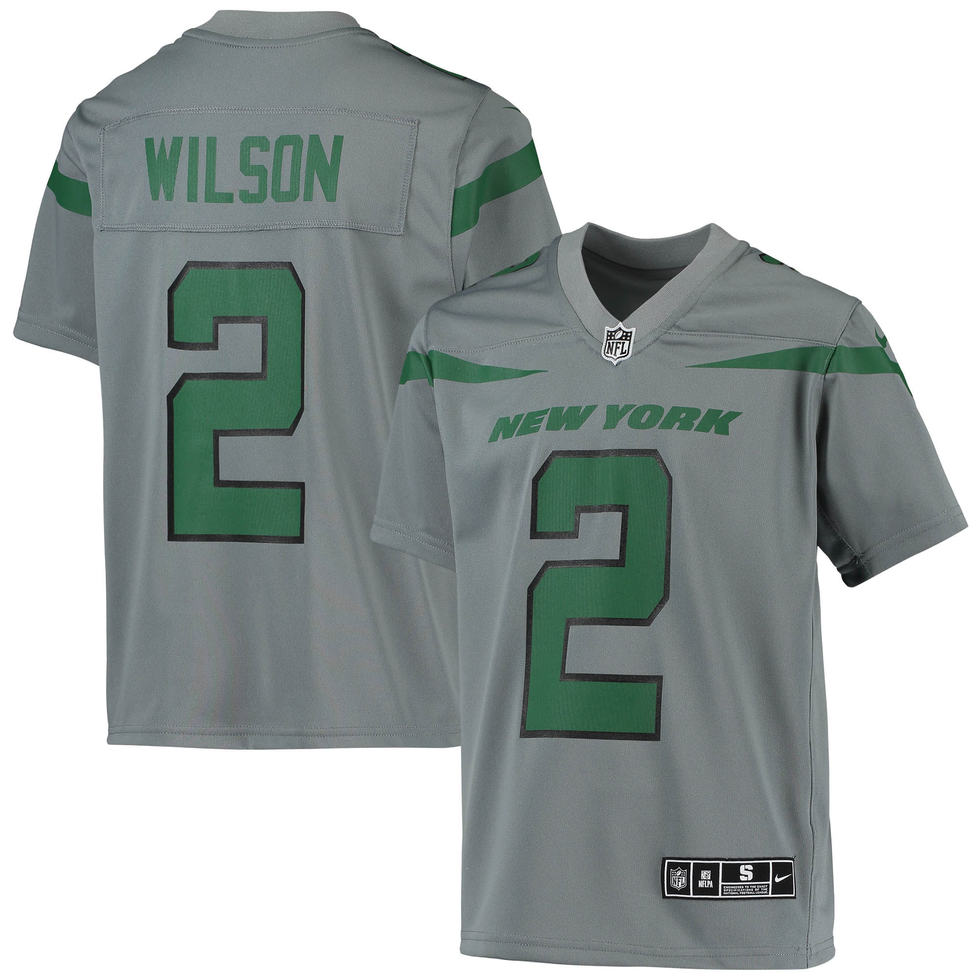 Youth New York Jets Zach Wilson Gray Inverted Team Game Jersey Js5331