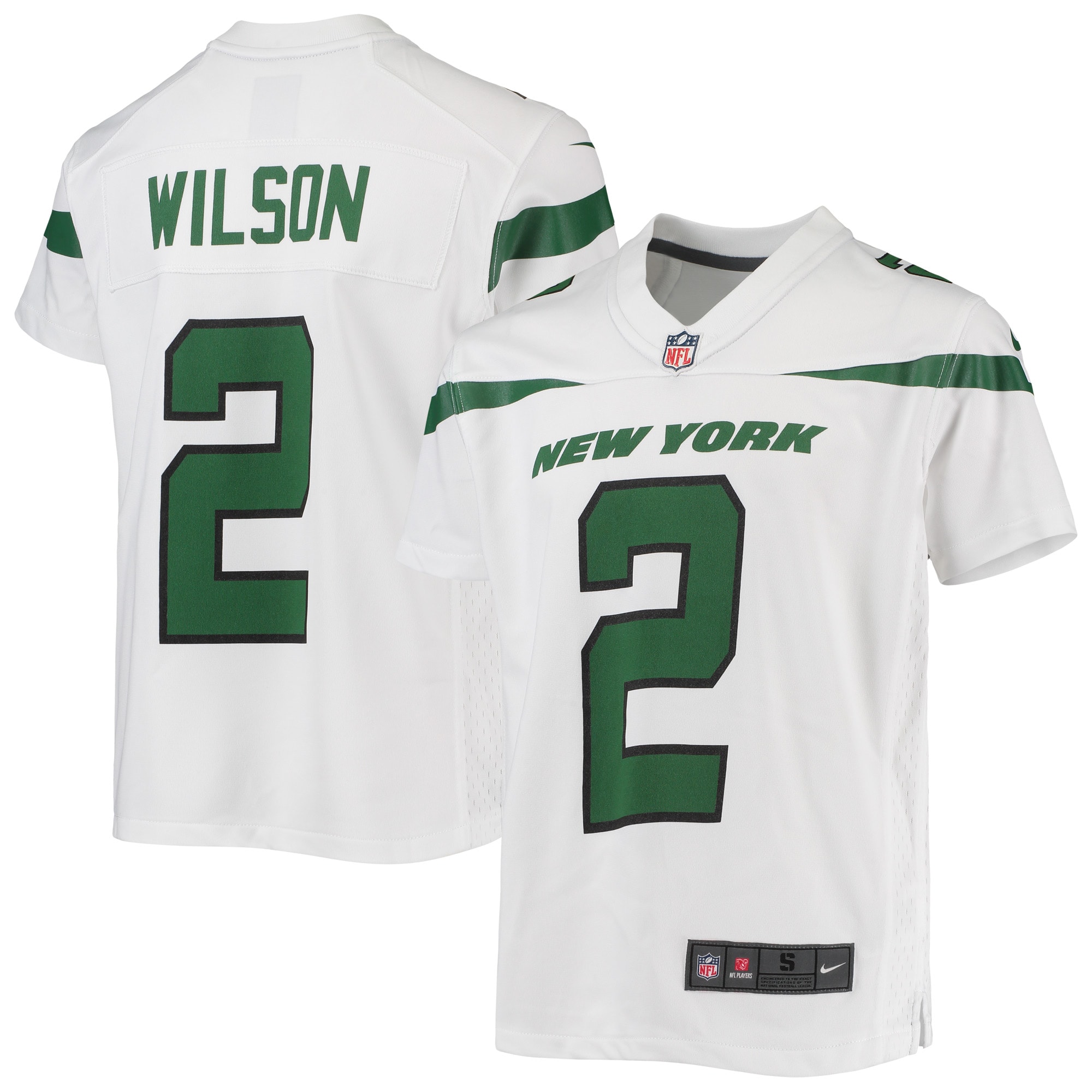 Youth New York Jets Zach Wilson White Game Jersey Js6019