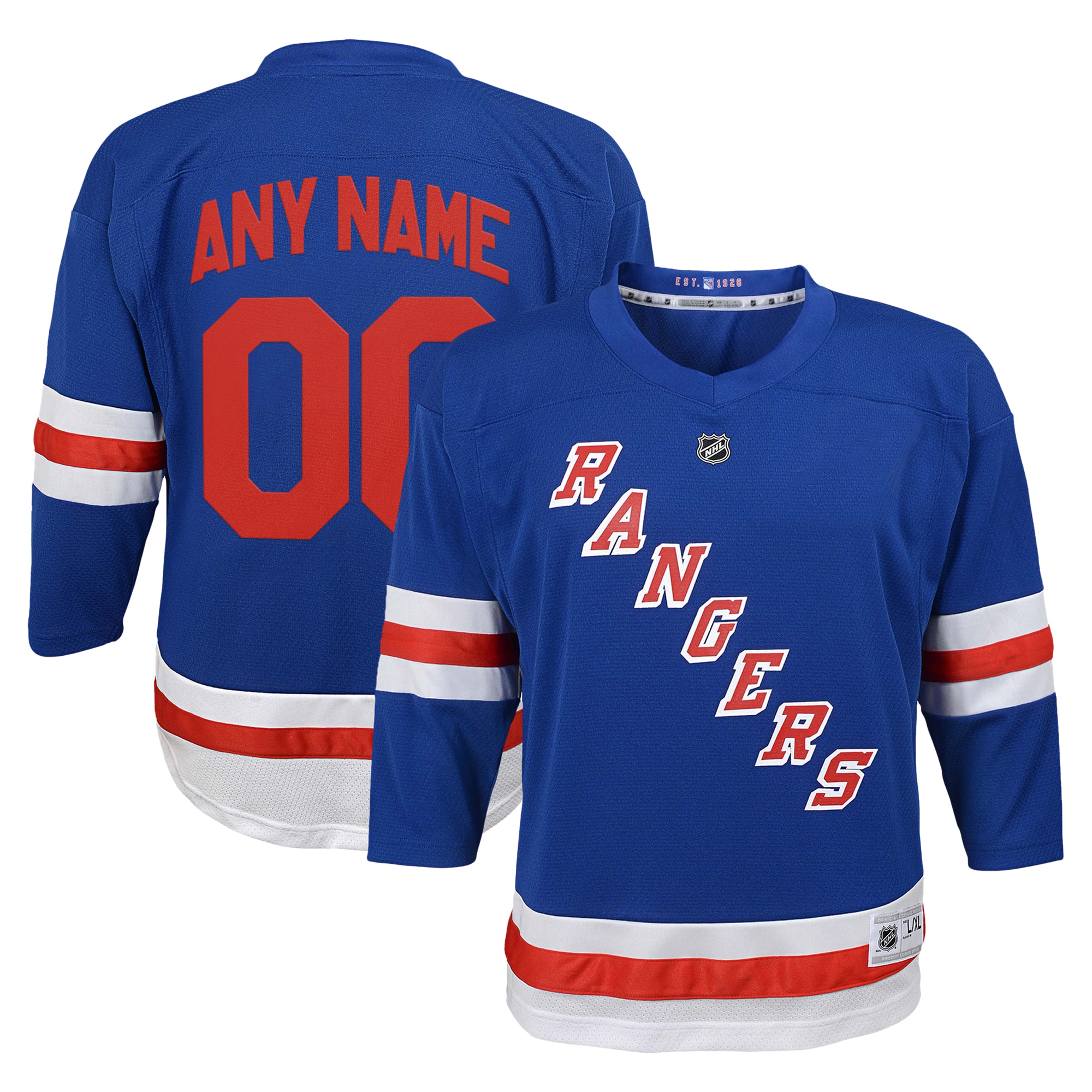 Youth New York Rangers Blue Custom Jersey