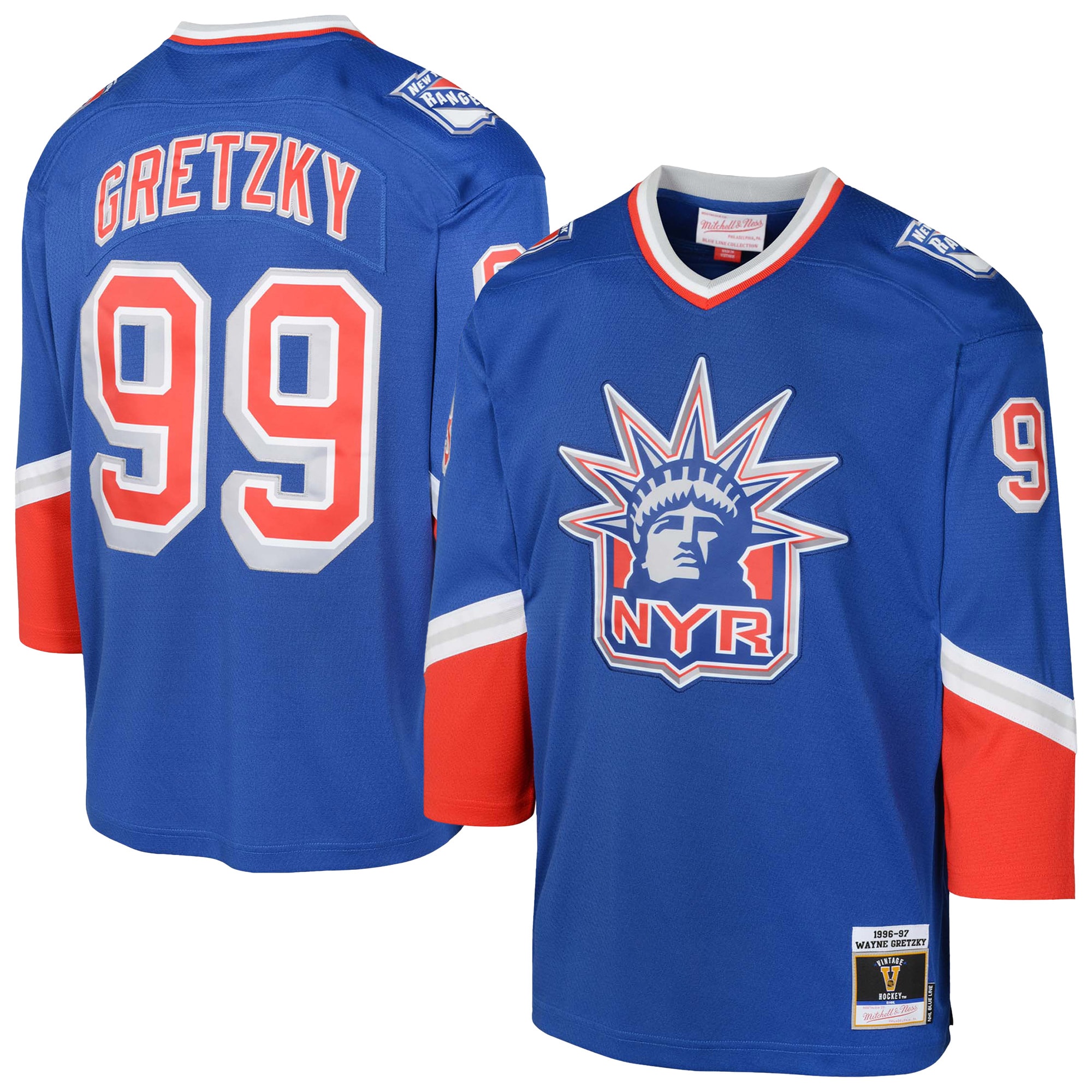 Youth New York Rangers Wayne Gretzky Mitchell & Ness 1996/97 Blue Line Player Jersey