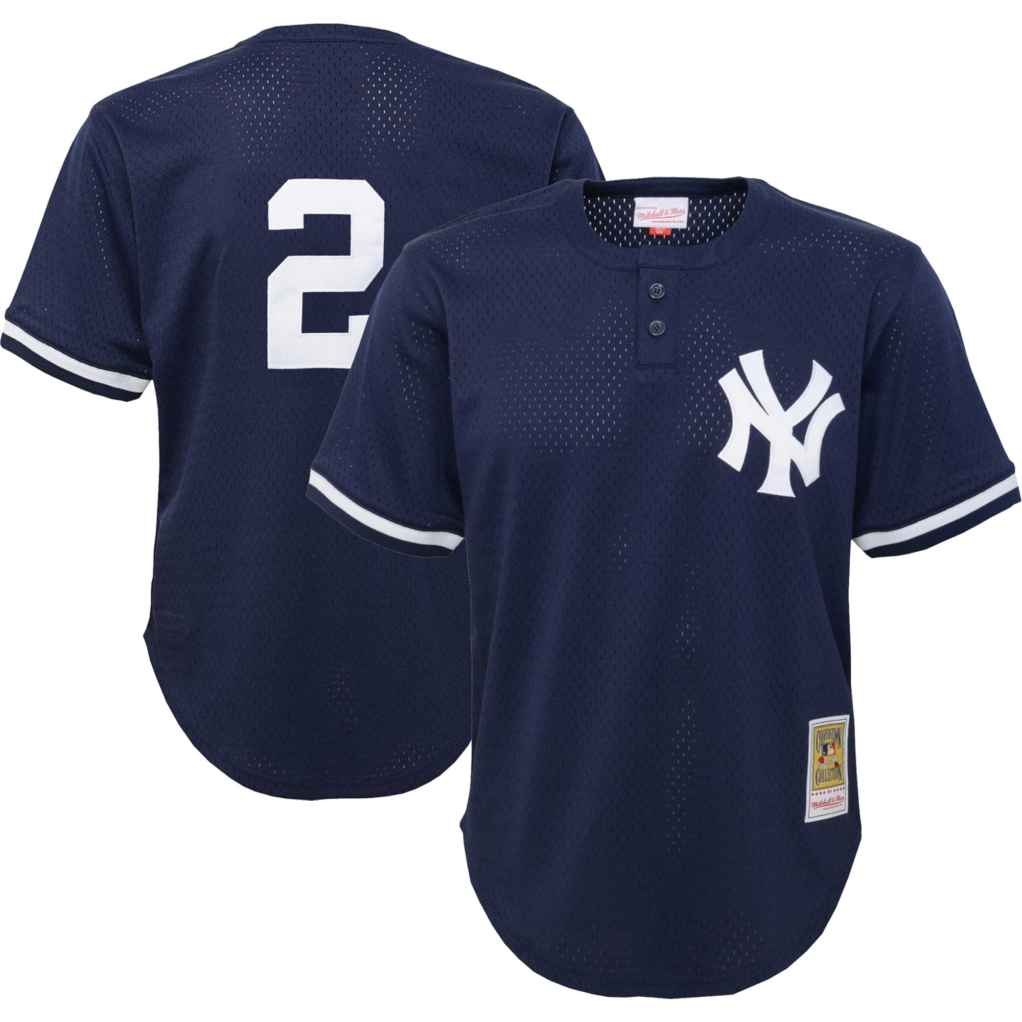 Youth New York Yankees Derek Jeter Mitchell & Ness Navy Cooperstown Collection Mesh Batting Practice Jersey