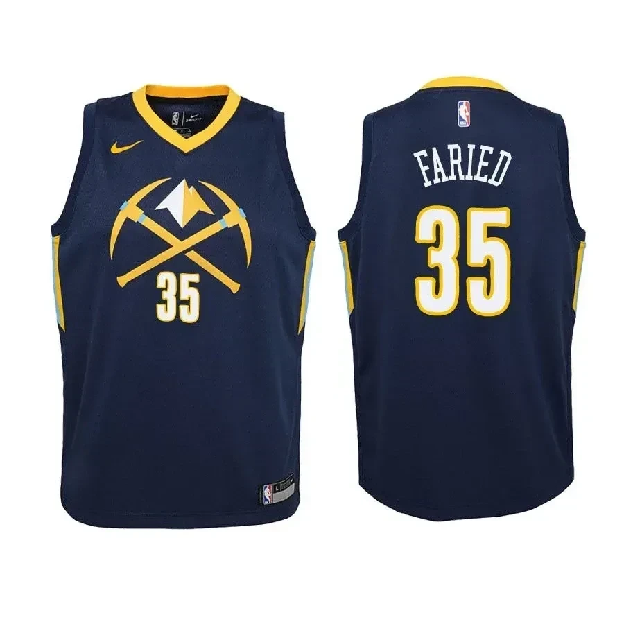 Youth Nuggets Kenneth Faried 35 City Edition Navy Jersey